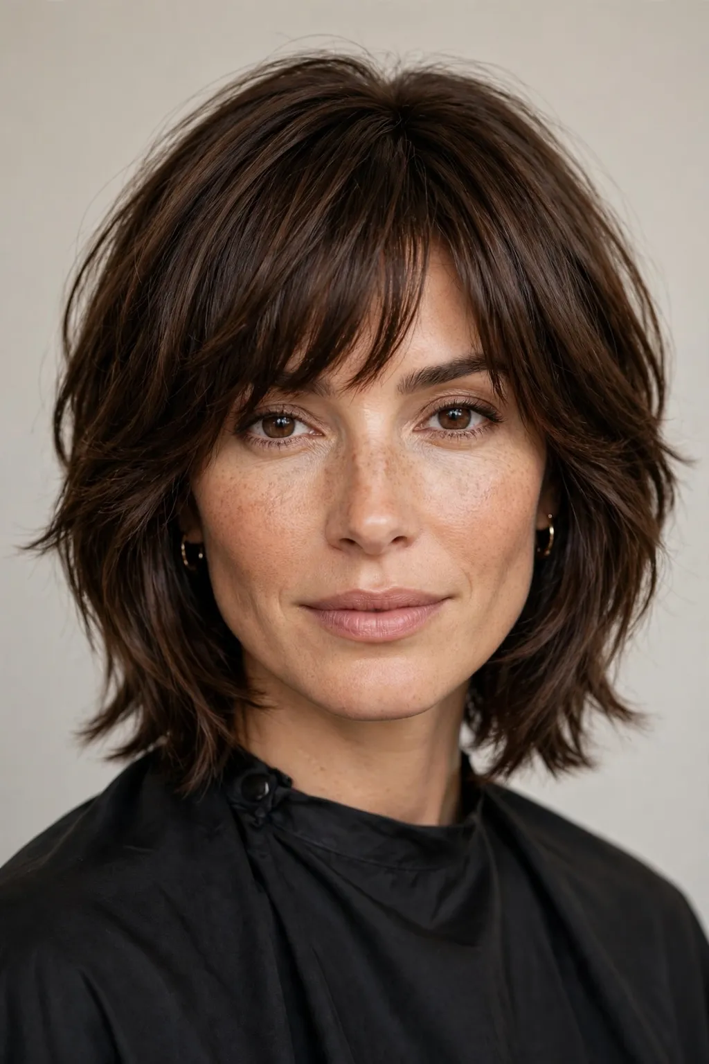 Medium Shag Haircuts: 25 Stylish Ideas to Try 12 10. Shaggy Brown Hair With Fringe
