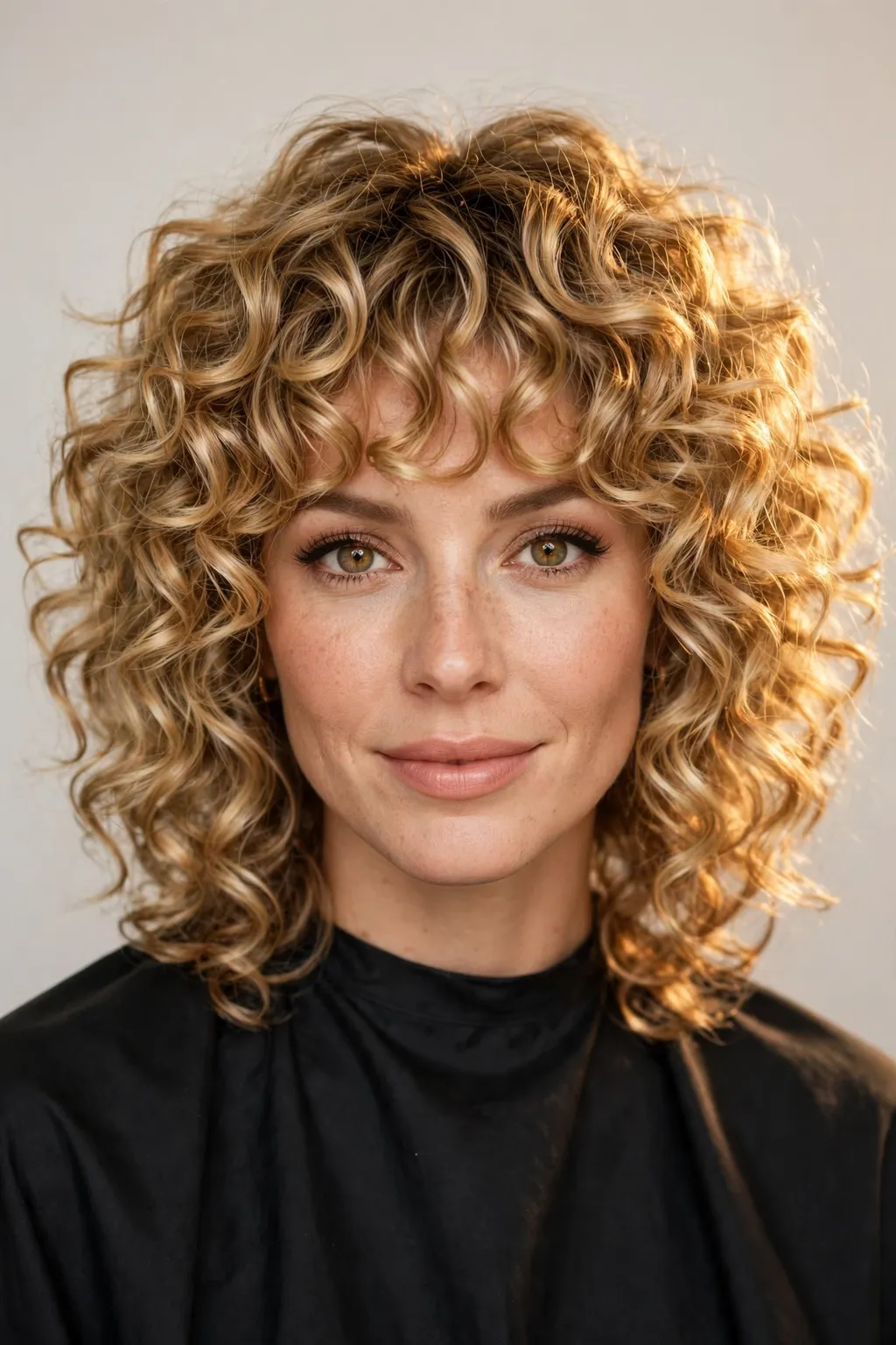 Medium Shag Haircuts: 25 Stylish Ideas to Try 19 17. Golden Curly Shag With Blonde Balayage