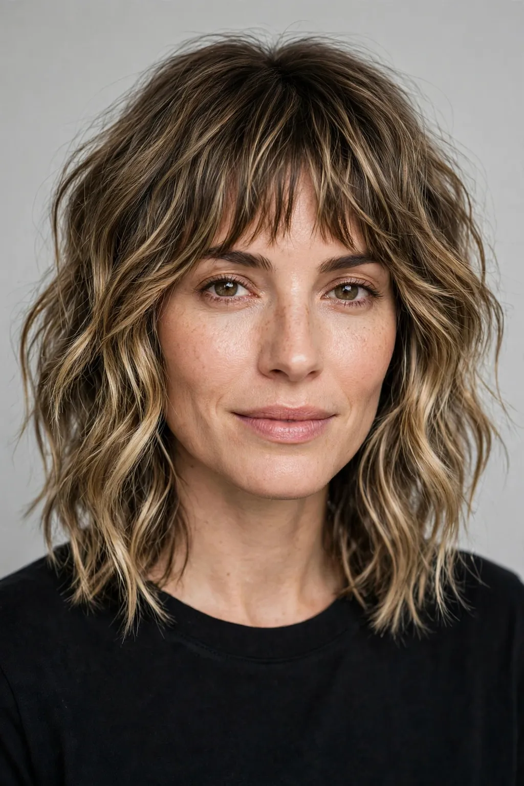 Medium Shag Haircuts: 25 Stylish Ideas to Try 23 21. Wavy Medium Shag With Choppy Bangs