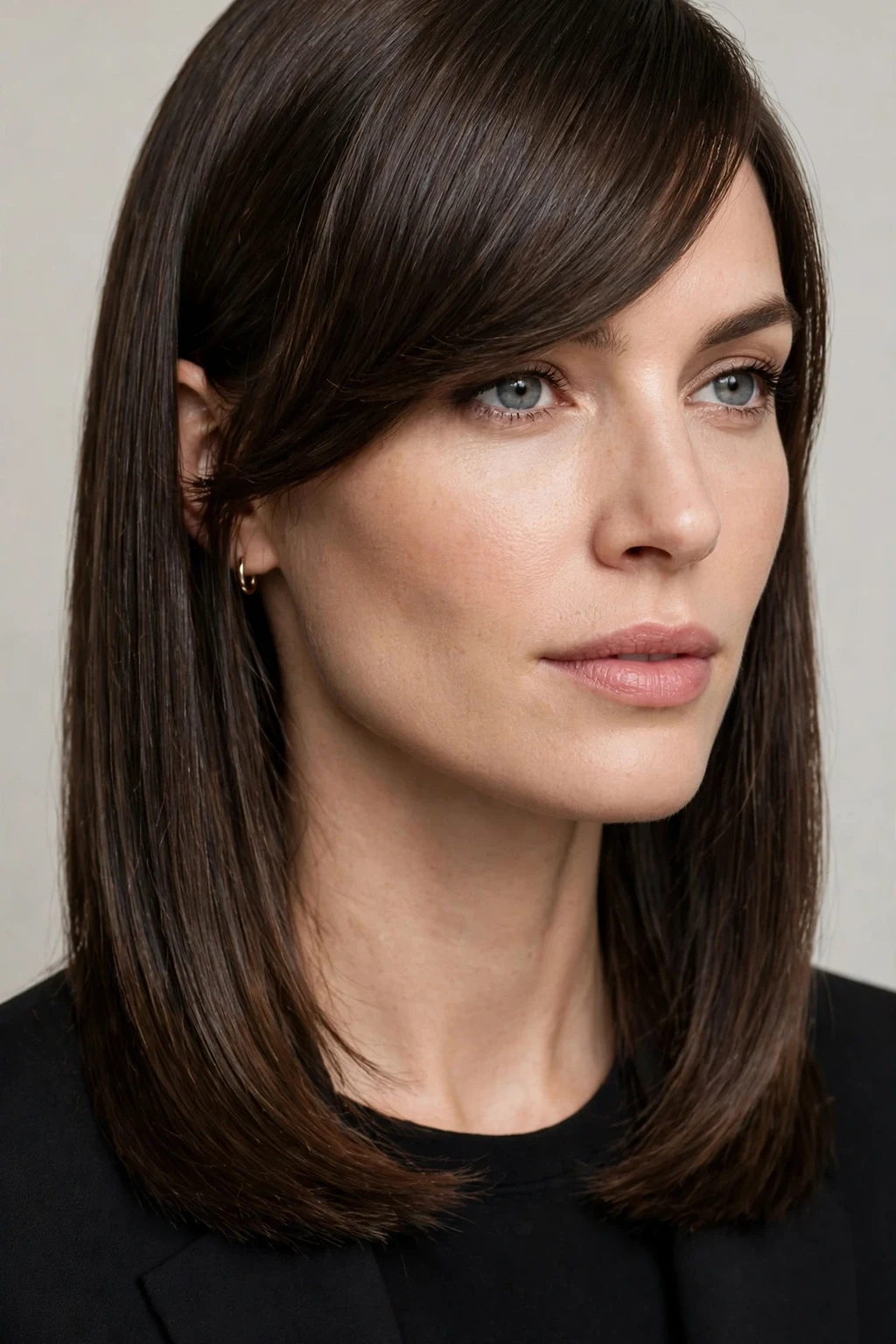 Kitty Cut: 15 Stylish Ideas to Try 5 3. Chic Straight Side-Swept Kitty Cut