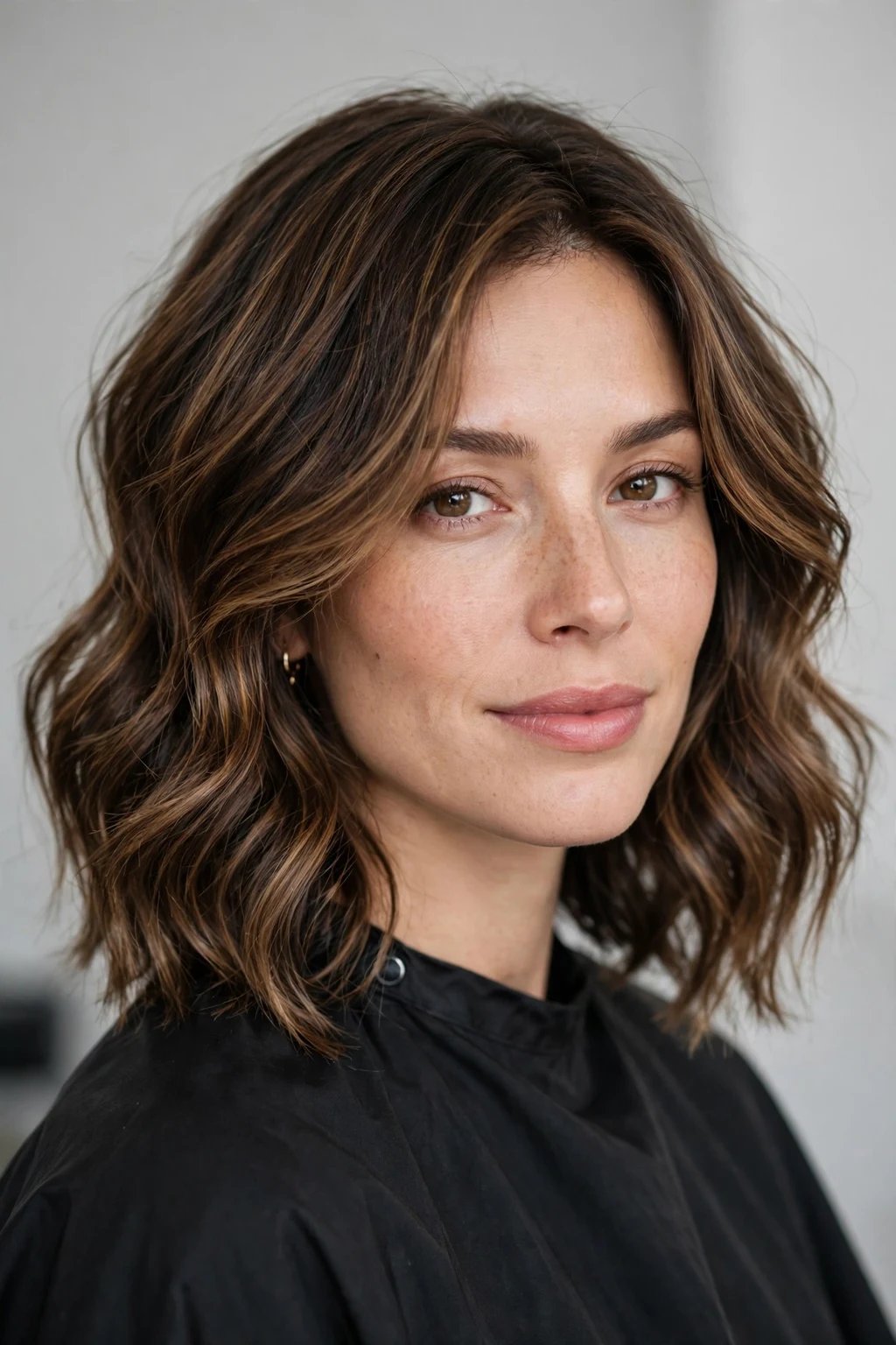 Kitty Cut: 15 Stylish Ideas to Try 9 7. Wavy Kitty Cut With Brown Balayage