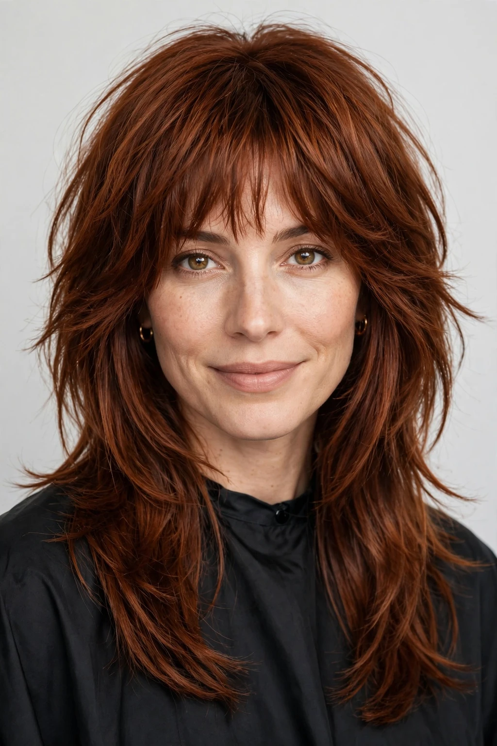 Long Shag: 25 Stylish Ideas to Try 9 7. Burnt Sienna Long Shag With Tousled Bangs
