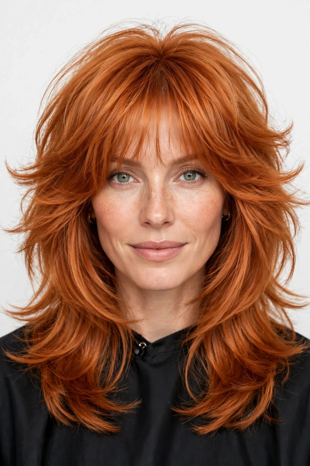 Long Shag: 25 Stylish Ideas to Try 18 16. Fluffy Long Shag With Wispy Bangs on Ginger Hair