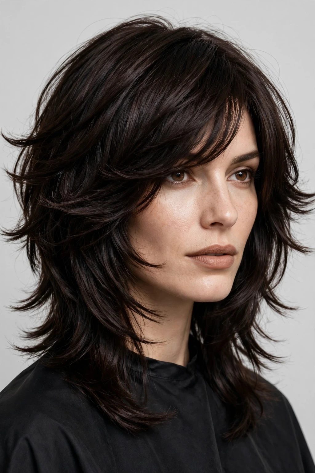 Long Shag: 25 Stylish Ideas to Try 20 18. Dark Brown Butterfly Shag Cut