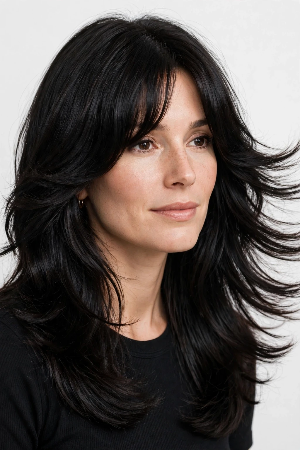 Long Shag: 25 Stylish Ideas to Try 21 19. Soft 70s Long Shag on Black Hair