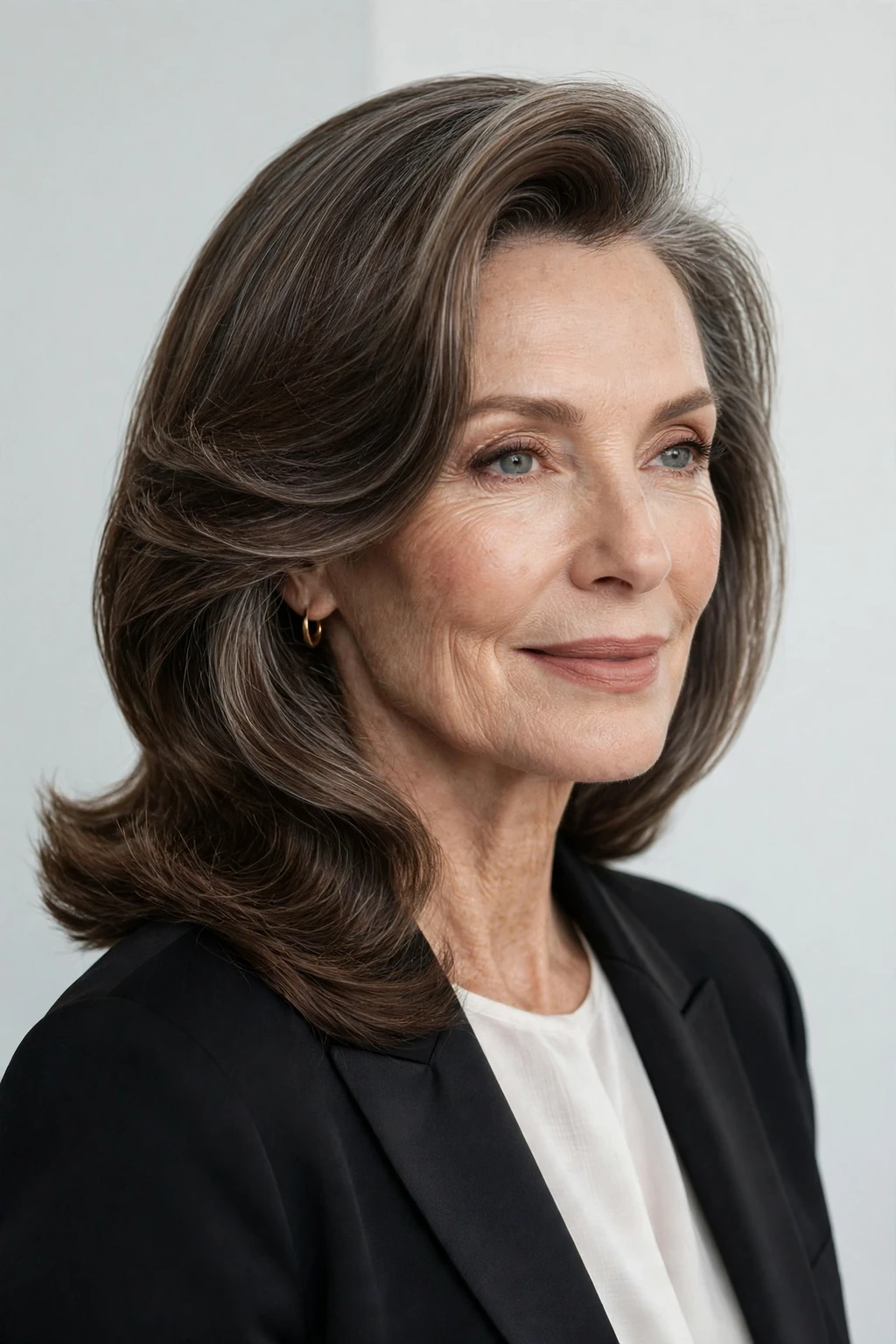 Hairstyles for Women Over 60: 20 Elegant Ideas to Try 6 4. Shoulder-Length Side-Swept Blowout