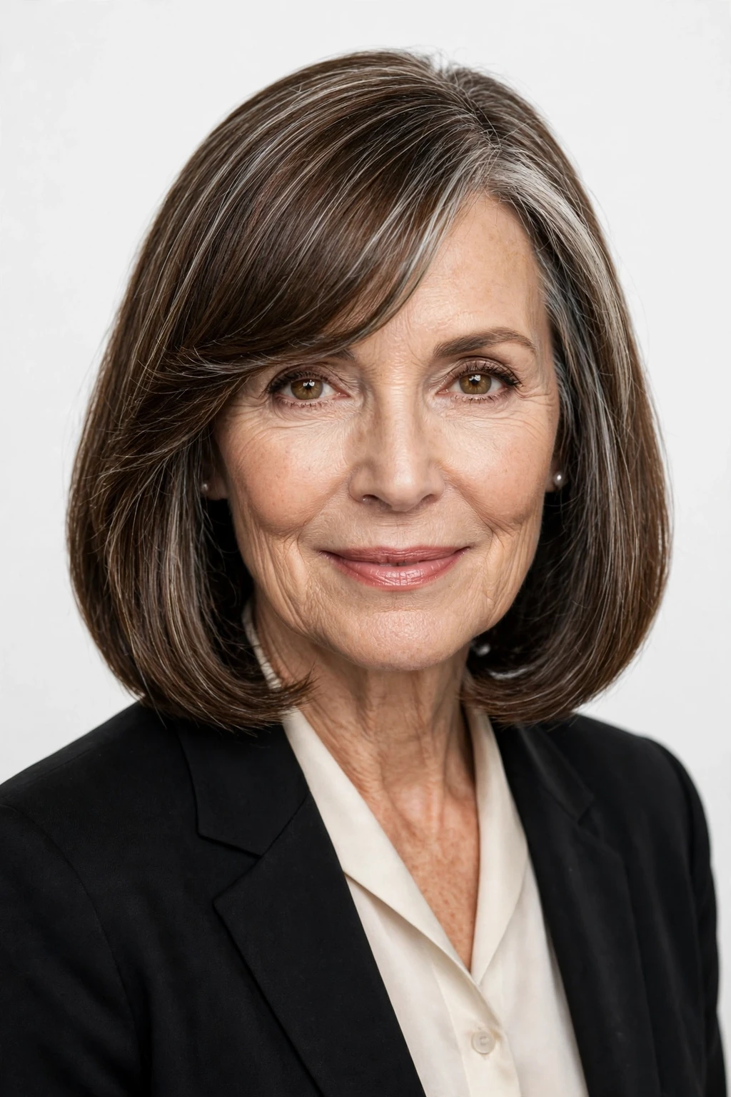Hairstyles for Women Over 60: 20 Elegant Ideas to Try 9 7. Long Bob with Side-Swept Bangs