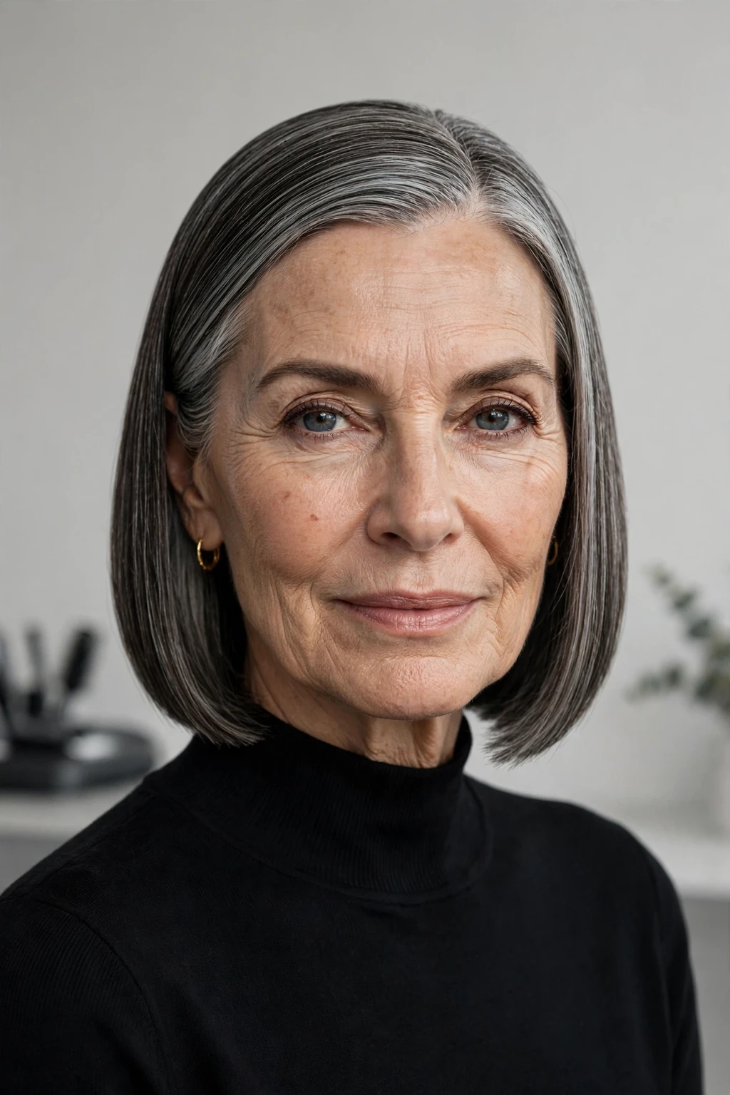 Hairstyles for Women Over 60: 20 Elegant Ideas to Try 10 8. Stick-Straight Salt and Pepper Hair