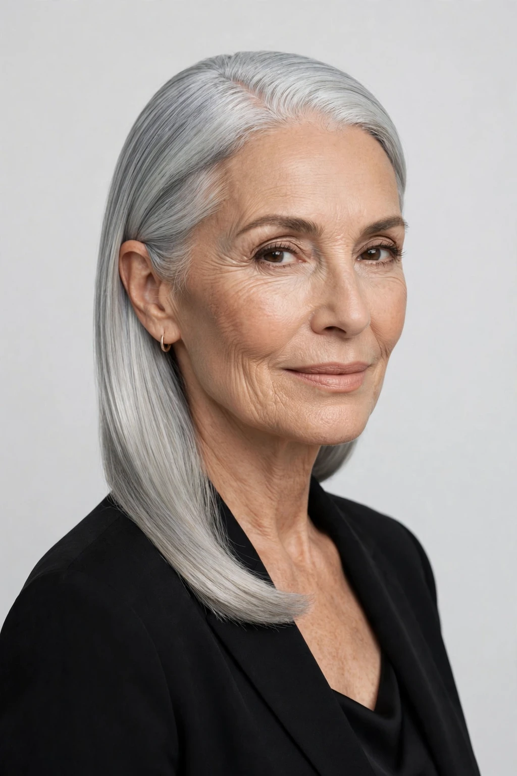 Hairstyles for Women Over 60: 20 Elegant Ideas to Try 14 12. Side-Parted Straight Silver Hair