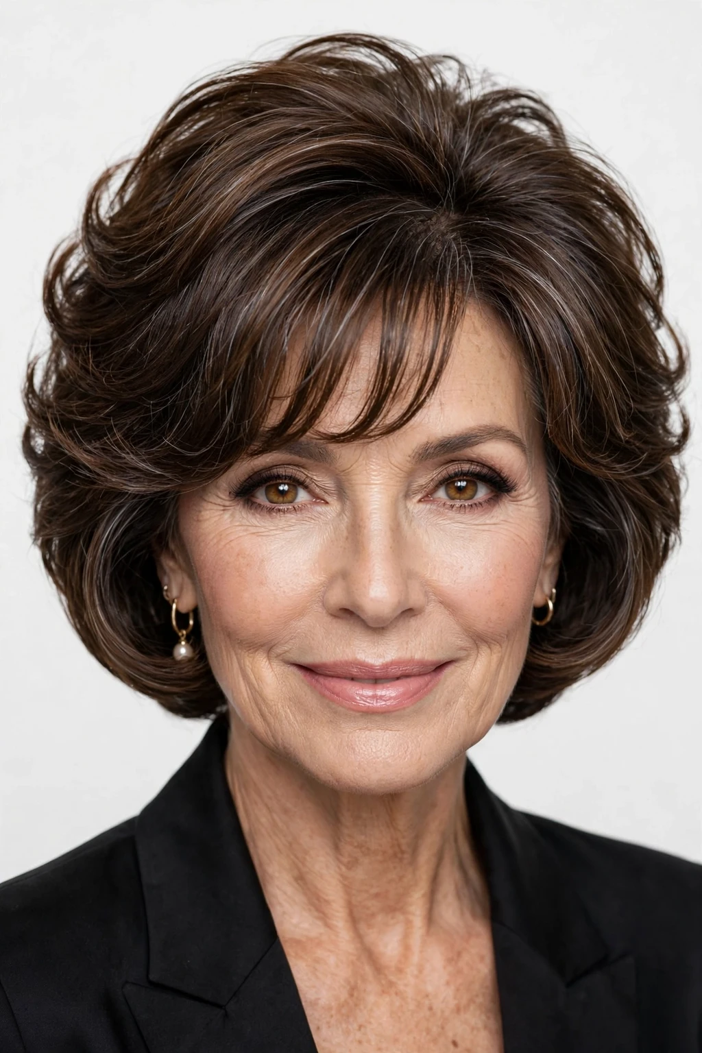 Hairstyles for Women Over 60: 20 Elegant Ideas to Try 15 13. Rounded Stacked Bob with Curtain Bangs