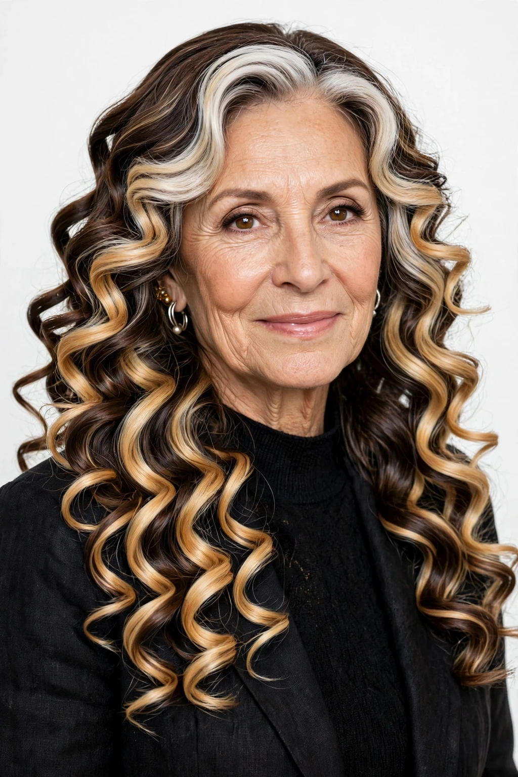 Hairstyles for Women Over 60: 20 Elegant Ideas to Try 22 20. Duo-Toned Mid-Length Spirals