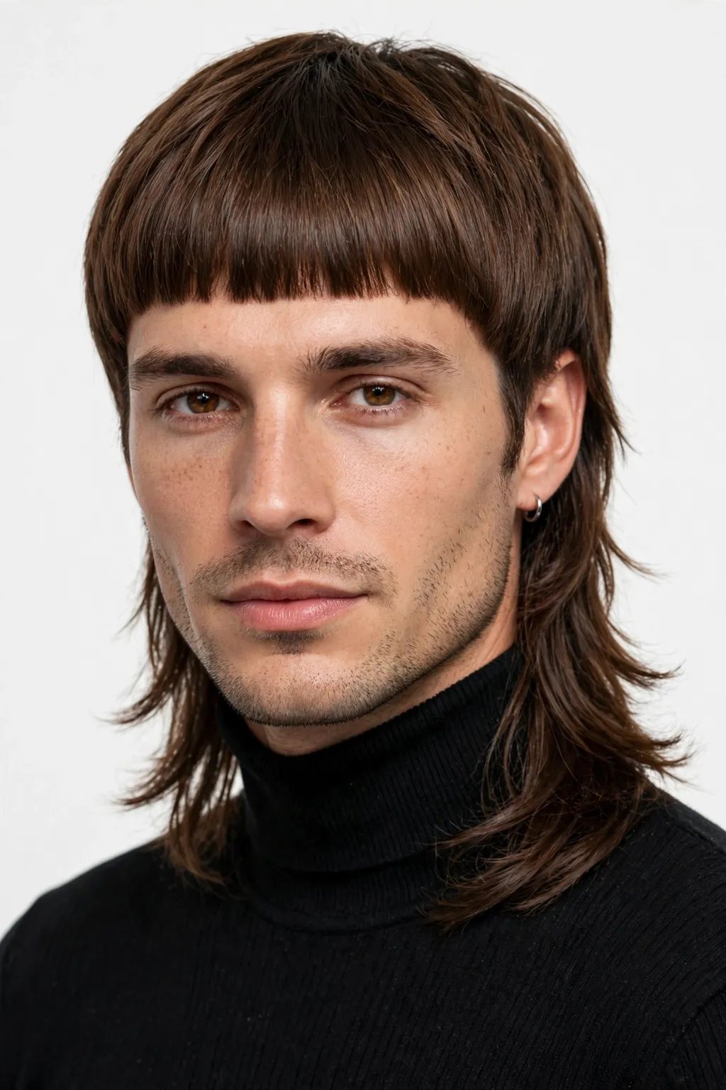 Hair Trends for Men: 15 Cool Ideas to Try 16 14. Brown Mullet with Blunt Bangs