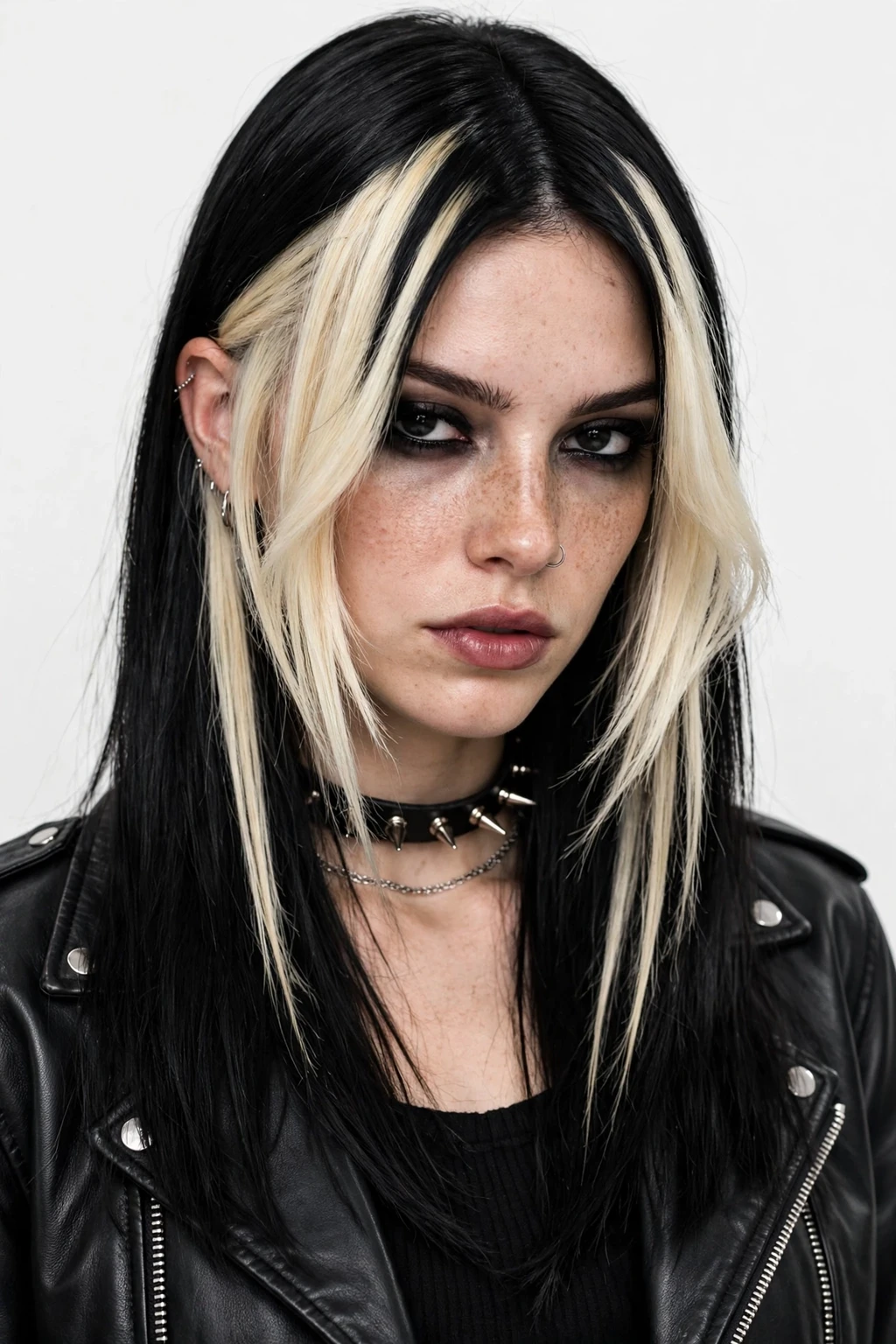 8. Jet Black With Platinum Streaks