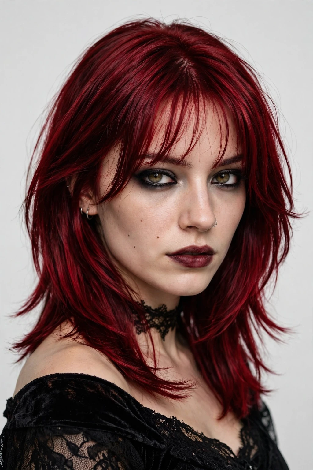 11. Crimson Layers With Wispy Bangs