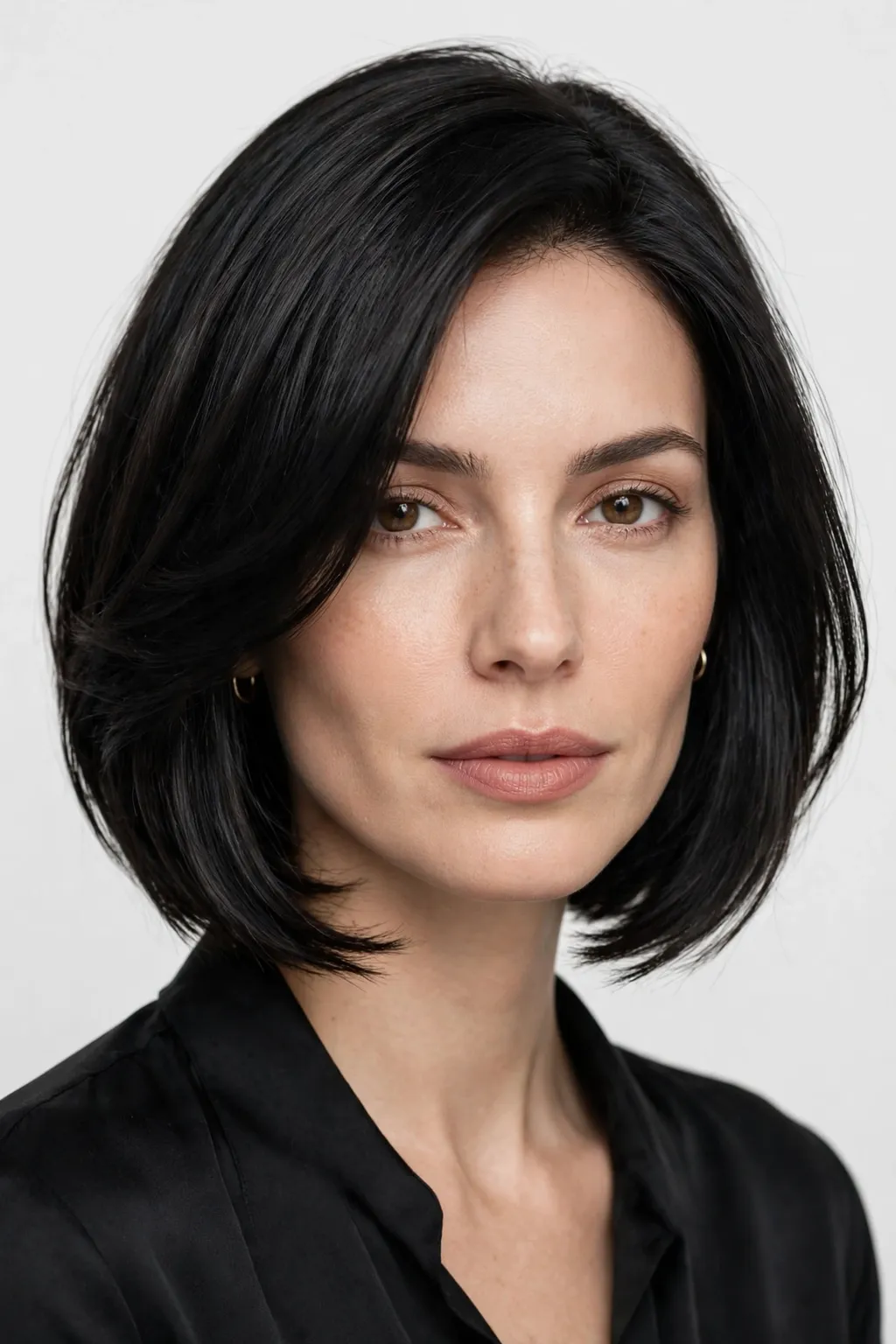 1. Layered Bob on Jet Black Hair