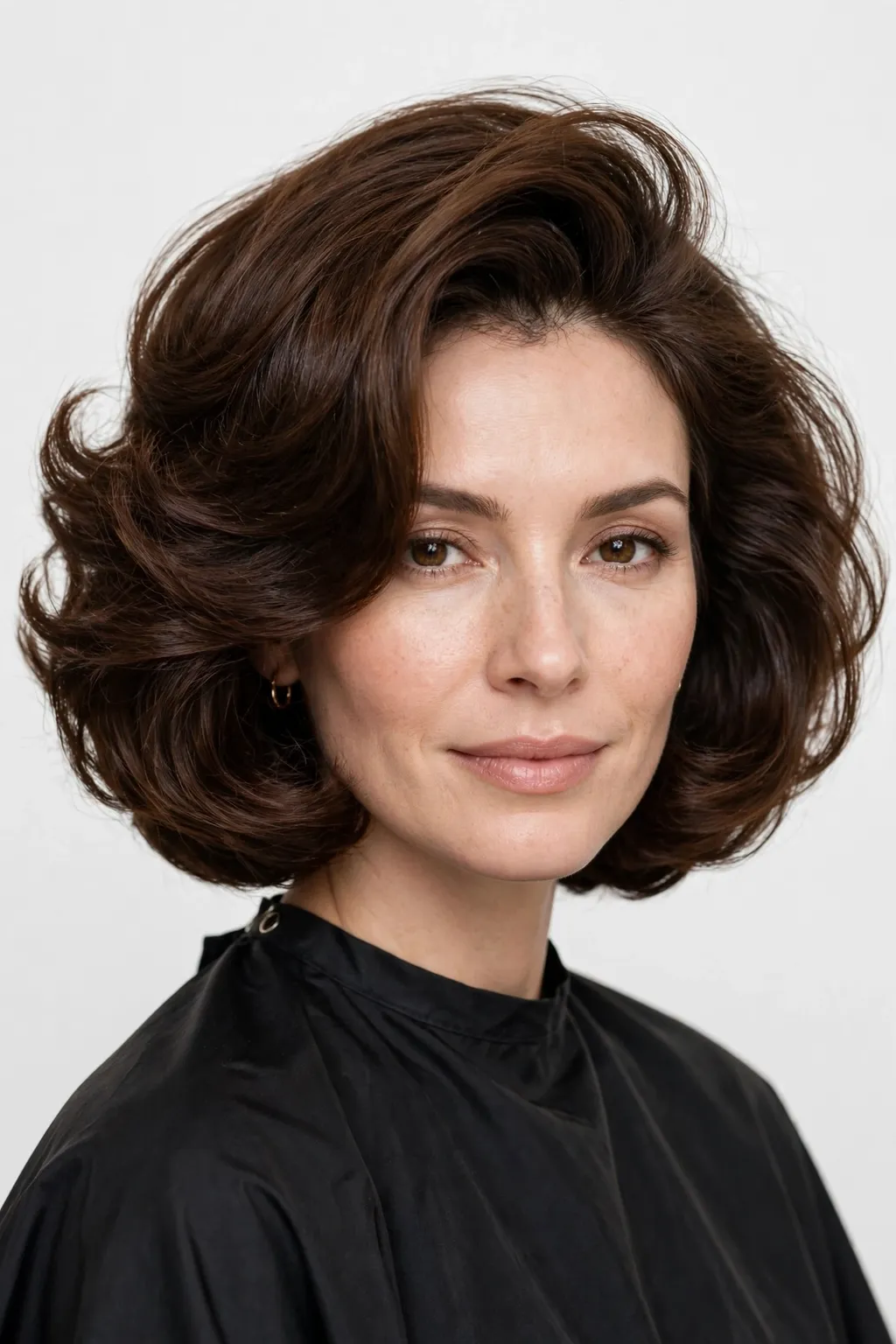 2. Side-Parted Voluminous Brown Bob