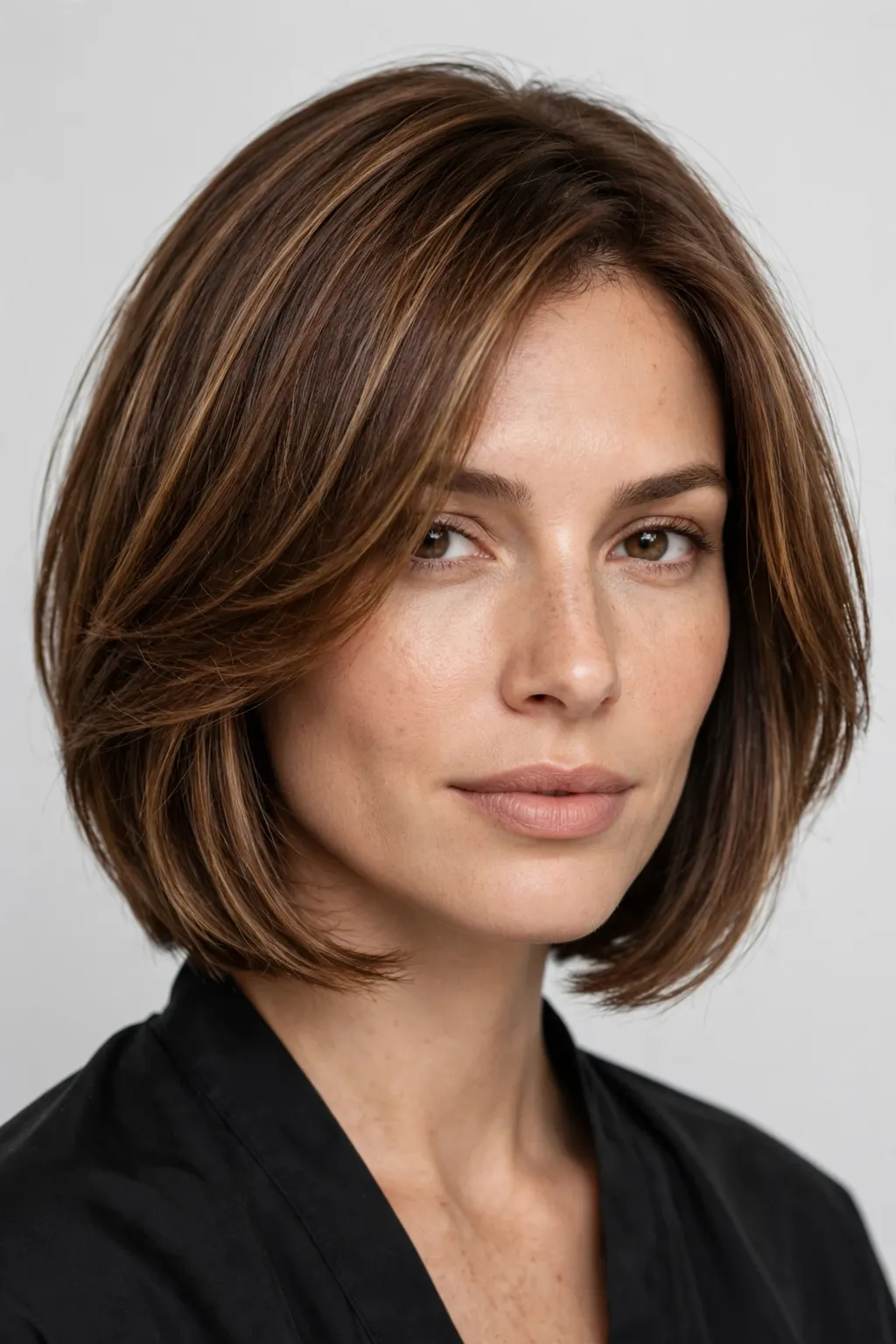 12. Face-Framing Brown Layered Bob