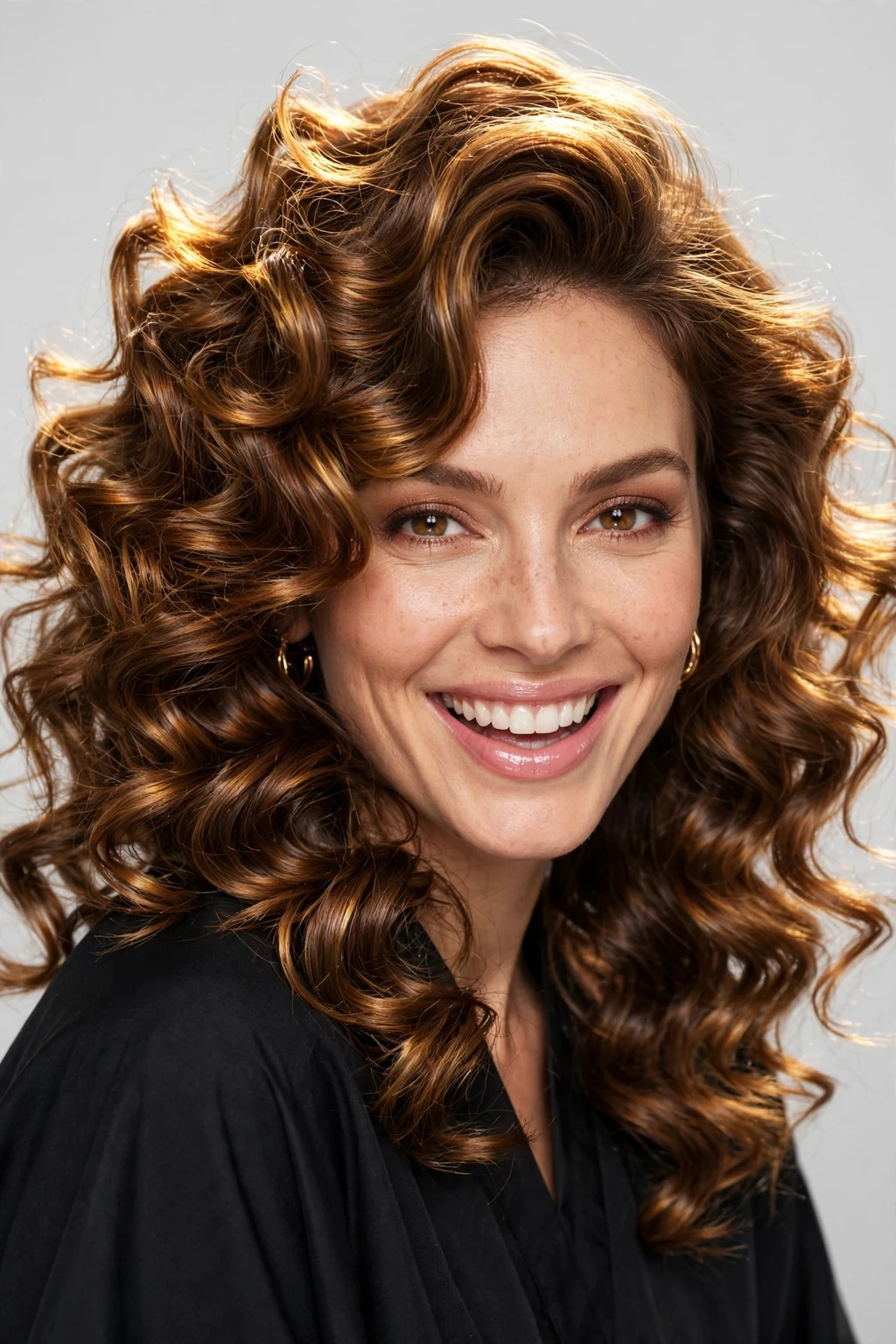 3. Golden Brown Curly Brunette Hair