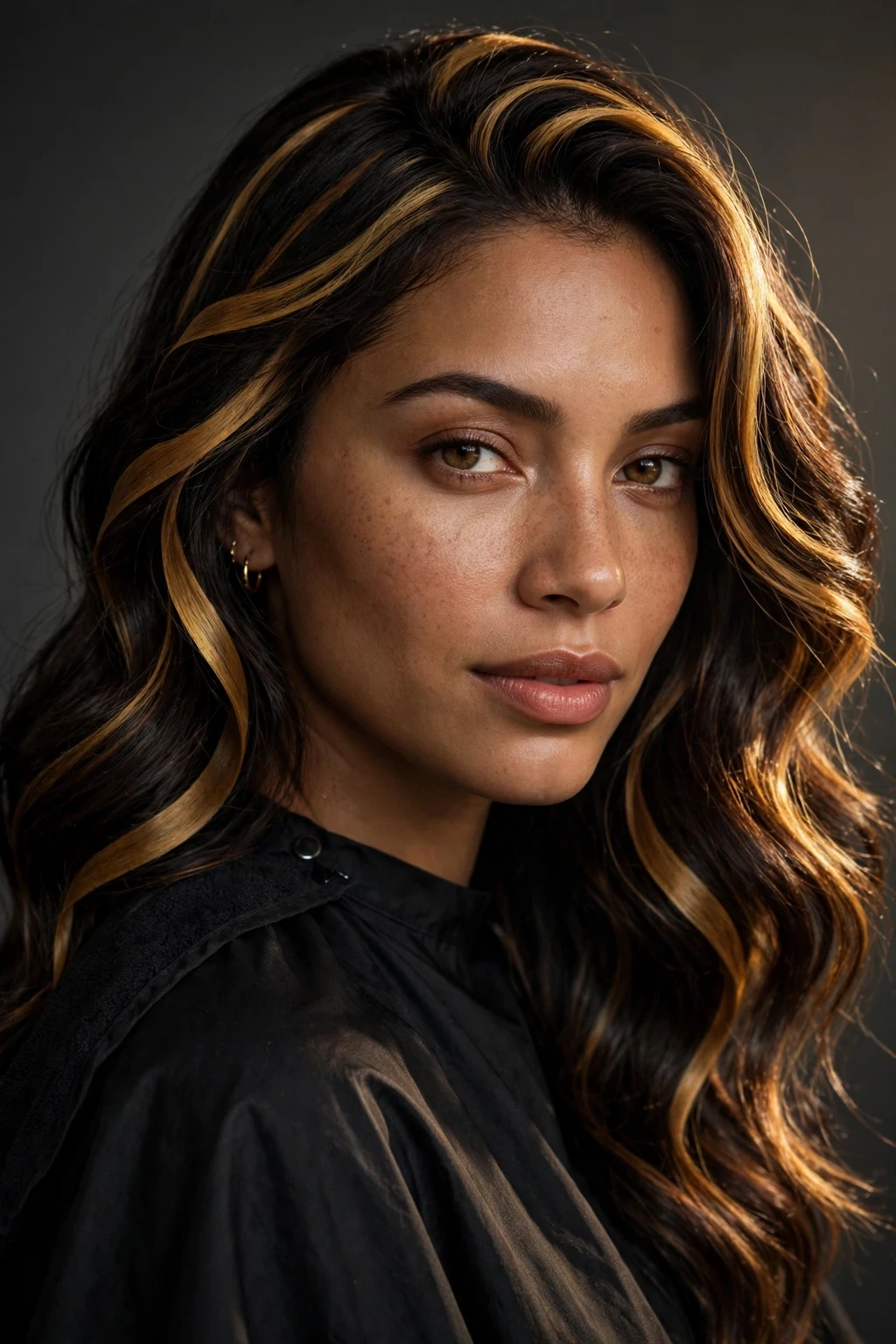 12. Honey Brunette on Dark Wavy Hair