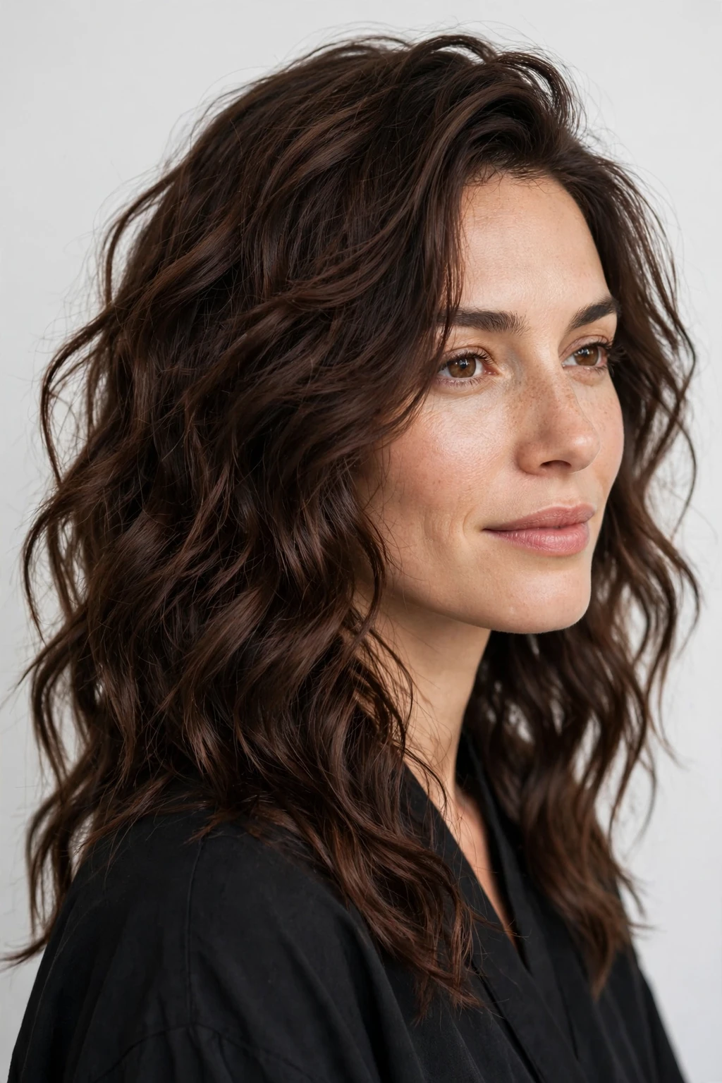 15. Textured Wavy Brunette Hair