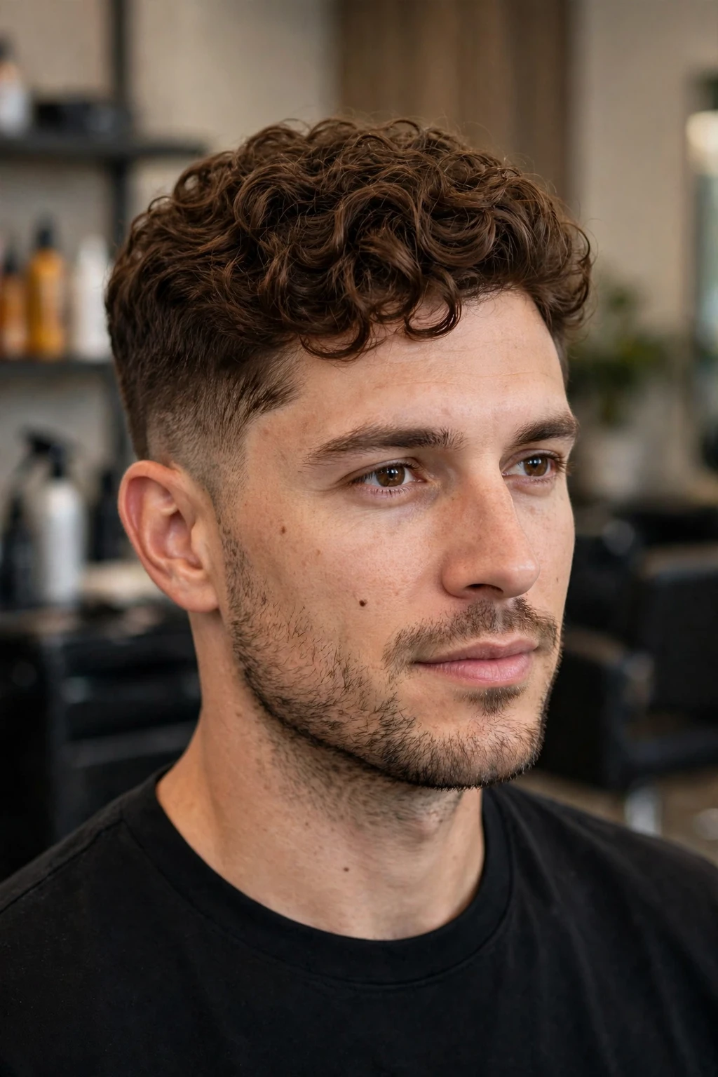 Curly Hair Men: 15 Cool Ideas to Try 7 5. Brown Tapered Curls