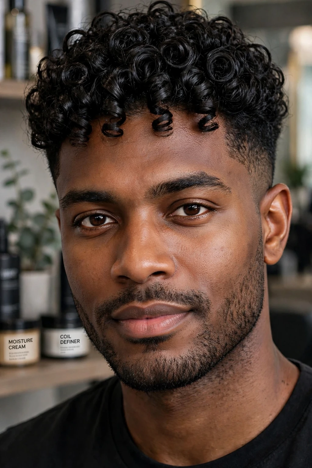 Curly Hair Men: 15 Cool Ideas to Try 9 7. Glossy Coils With a Mid Fade