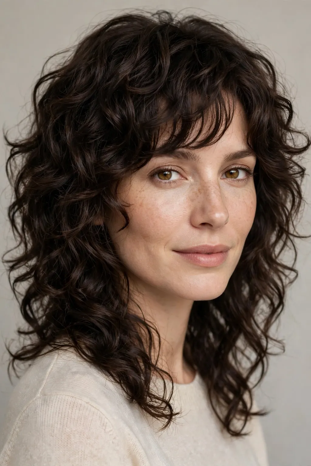 4. Simple and Classy Curly Wolf Cut