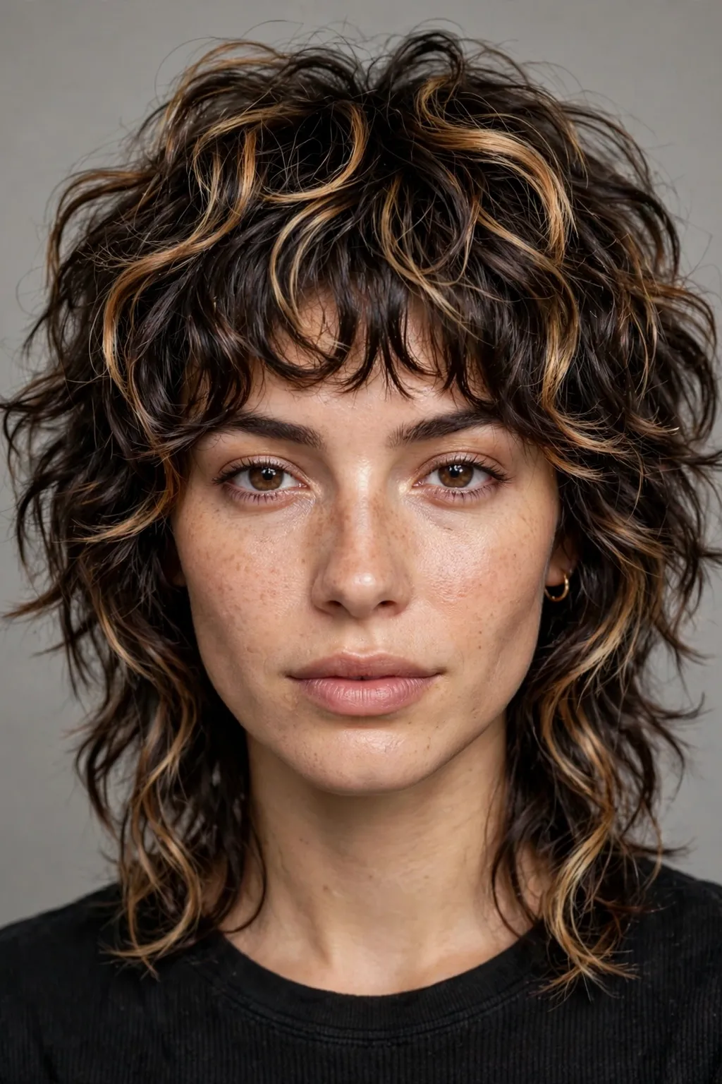5. Duo-Tone Wolf Cut with Short Bangs