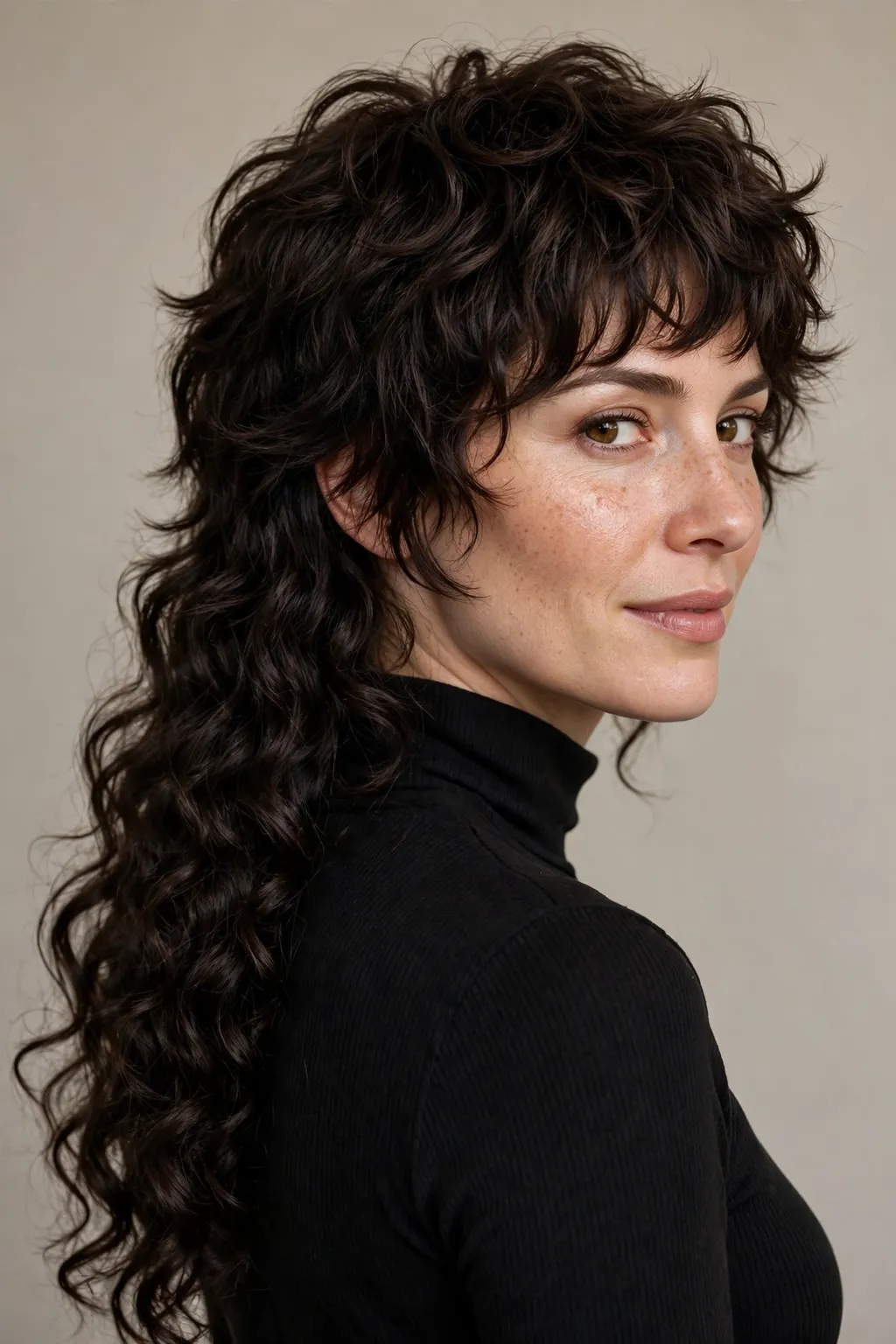 11. Long Mullet Wolf Cut on Curly Hair