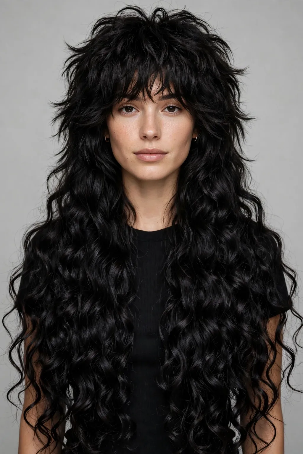 13. Shag Mullet Wolf Cut on Long Curly Hair
