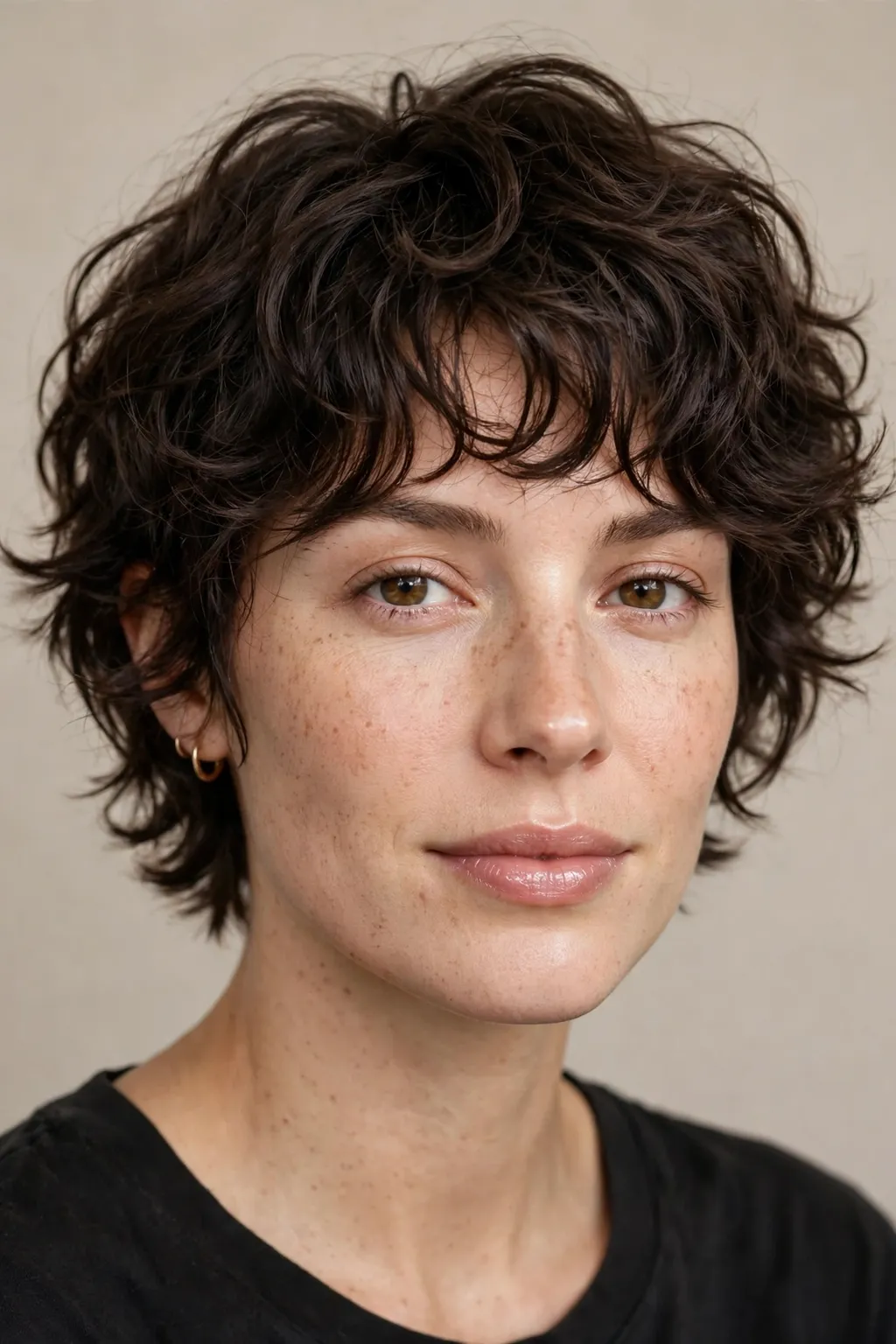 14. Casual Wolf Cut on Short Curly Hair