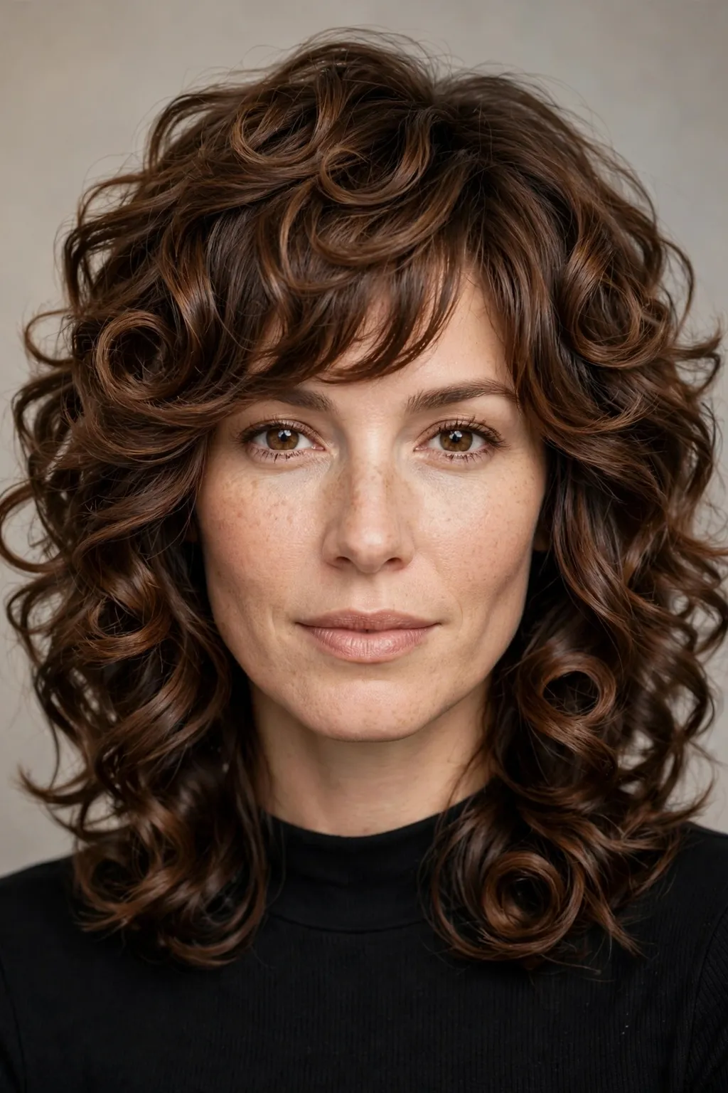 18. Medium-Length Wolf Cut with Curly Twirls