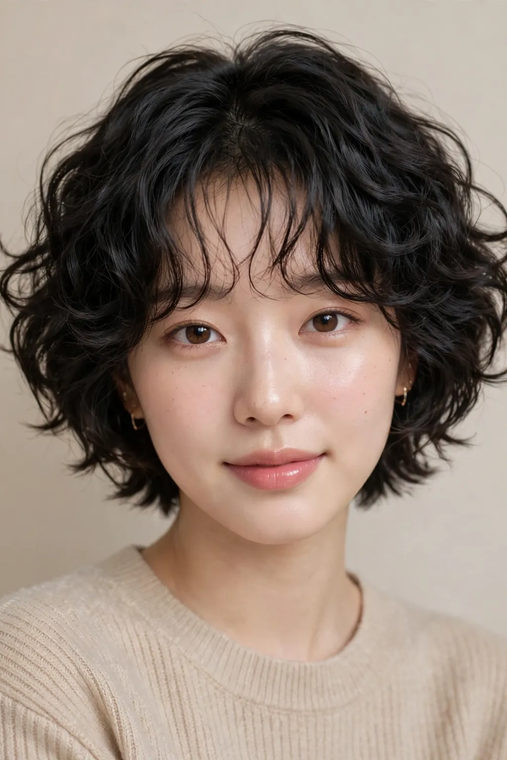 22. Korean-Style Short Curly Wolf Cut