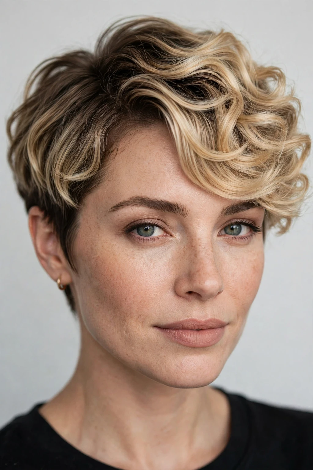 Curly Pixie Cut: 15 Cool Ideas to Try 10 8. Side-Swept Pixie with Blonde Balayage