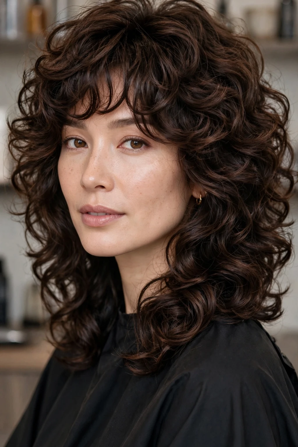 Curly Shag: 15 Cool Ideas to Try 8 6. Modern Textured Shag for Thick Curly Hair