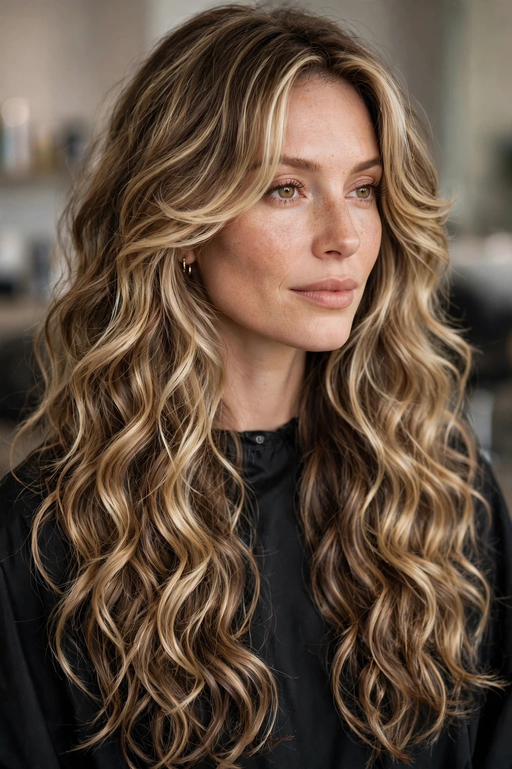 Curly Shag: 15 Cool Ideas to Try 9 7. Long Bronde Wavy Shag With Face-Framing Layers