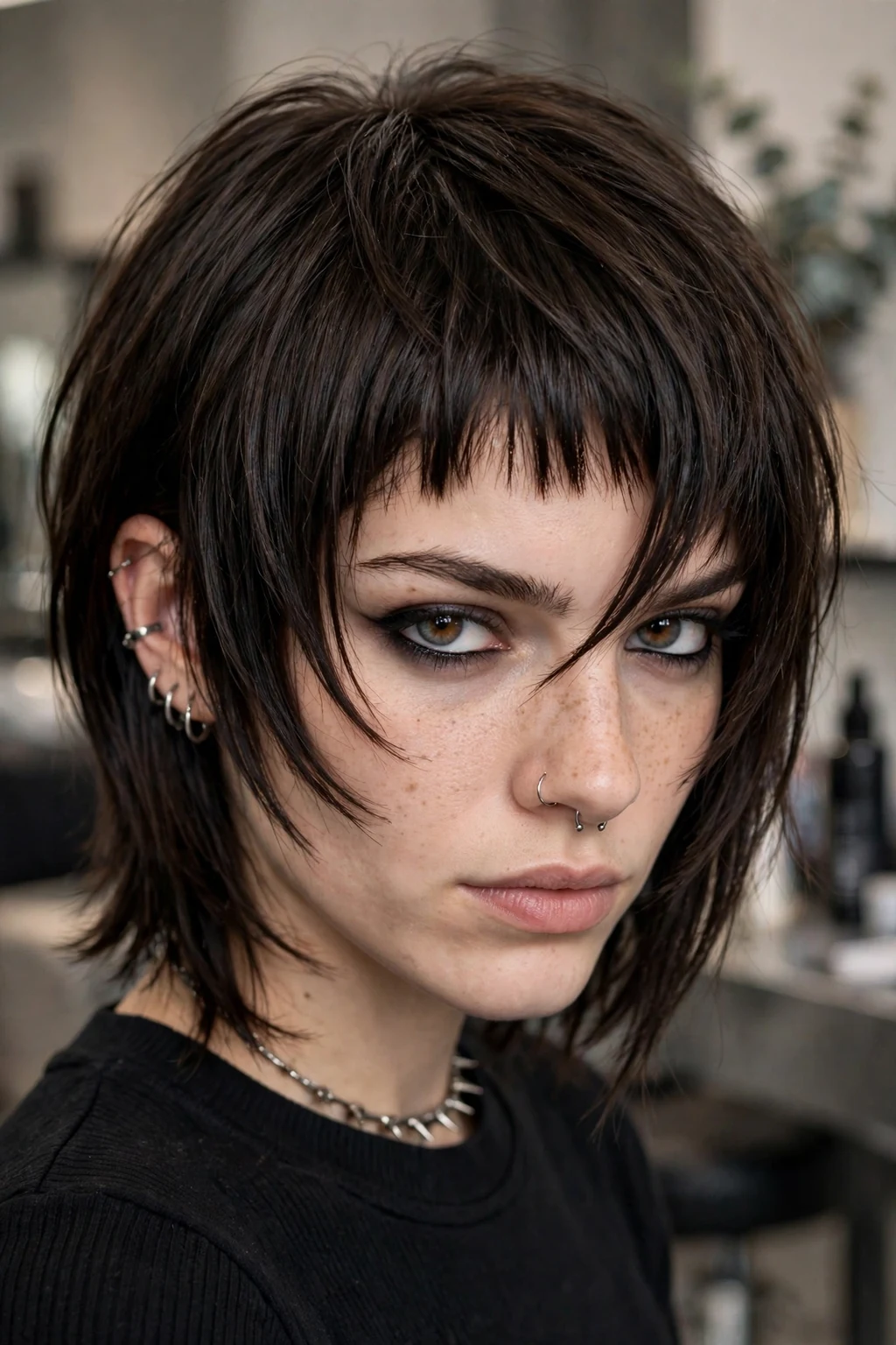 10. Razor Cut Shaggy Bob With Asymmetric Baby Bangs