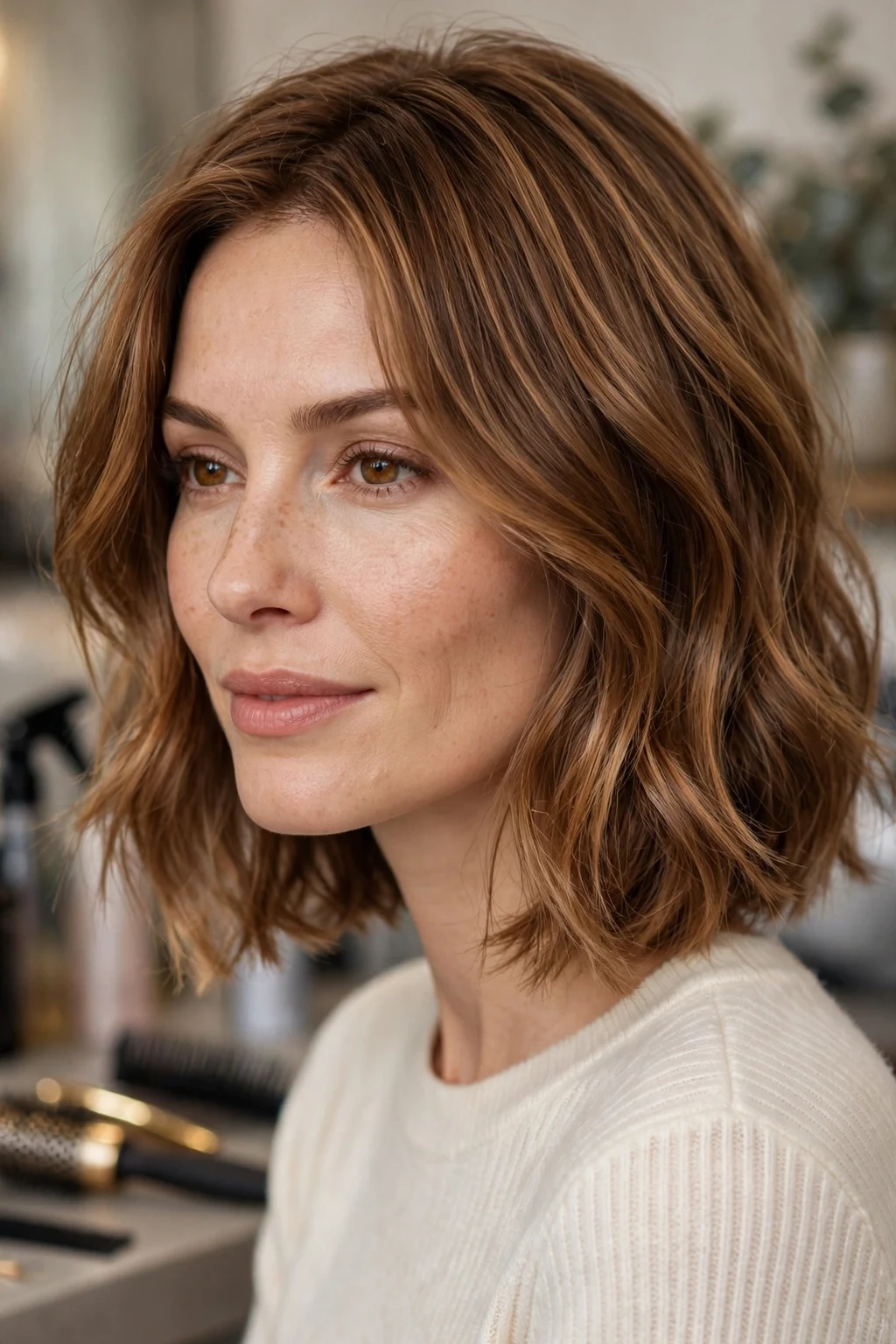 11. Tousled Shoulder Length Razor Bob Cut