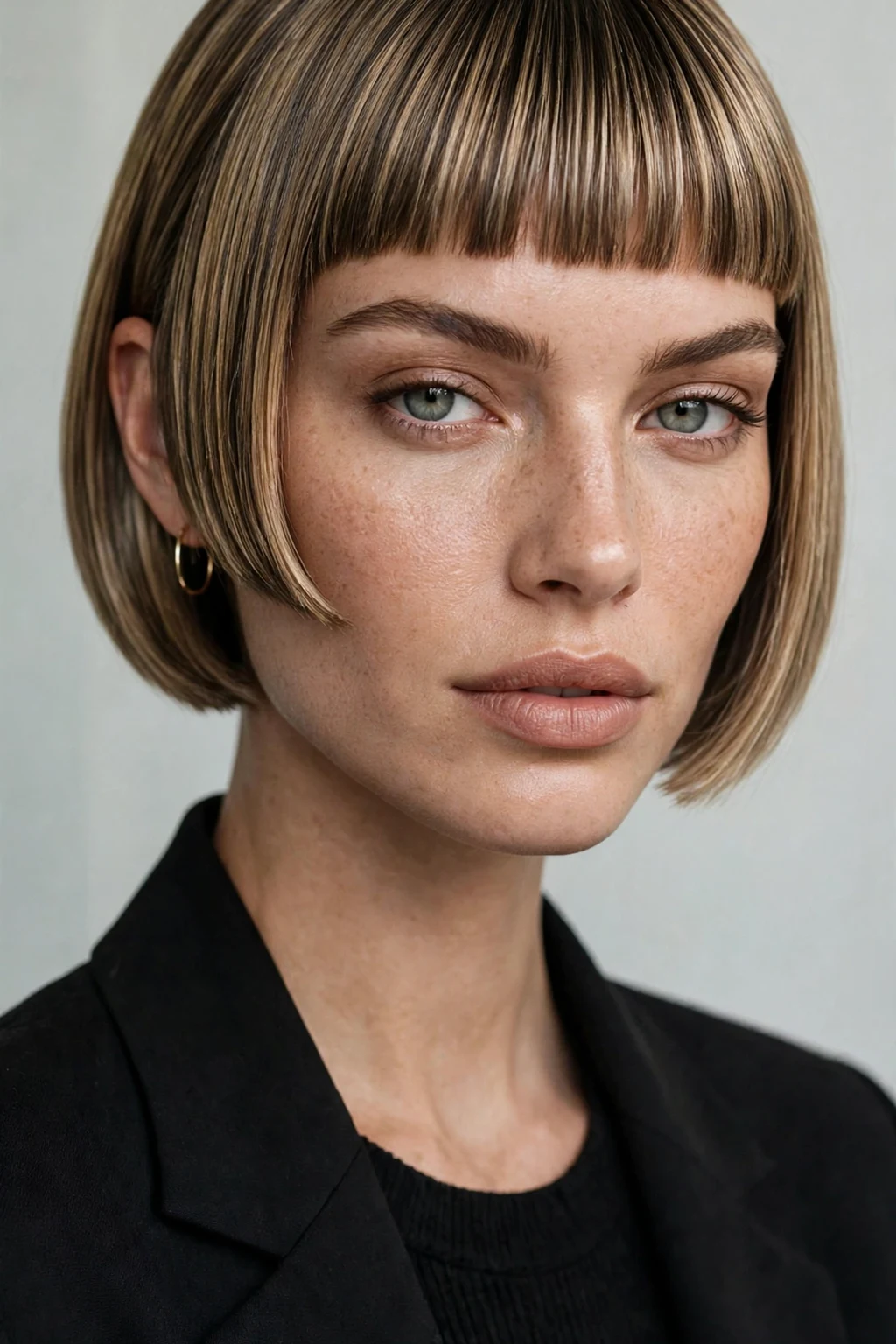 15. Cropped Razor Cut Bob With Micro Blunt Bangs
