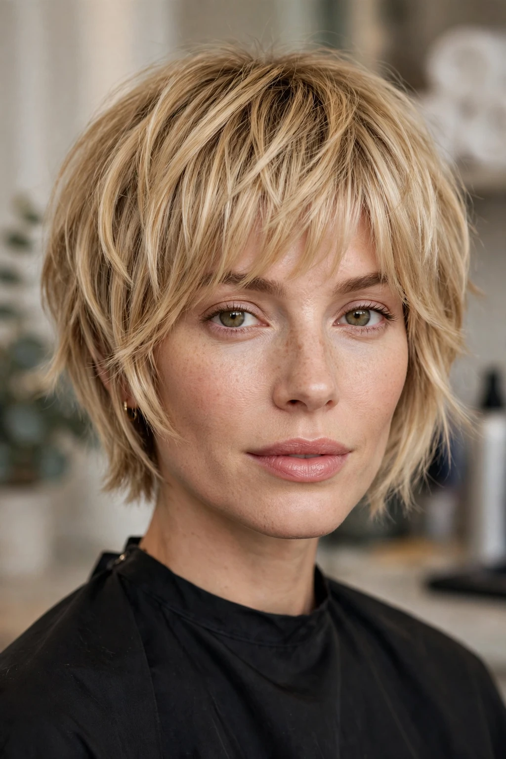 8. Blonde Bixie Shag with Choppy Fringe