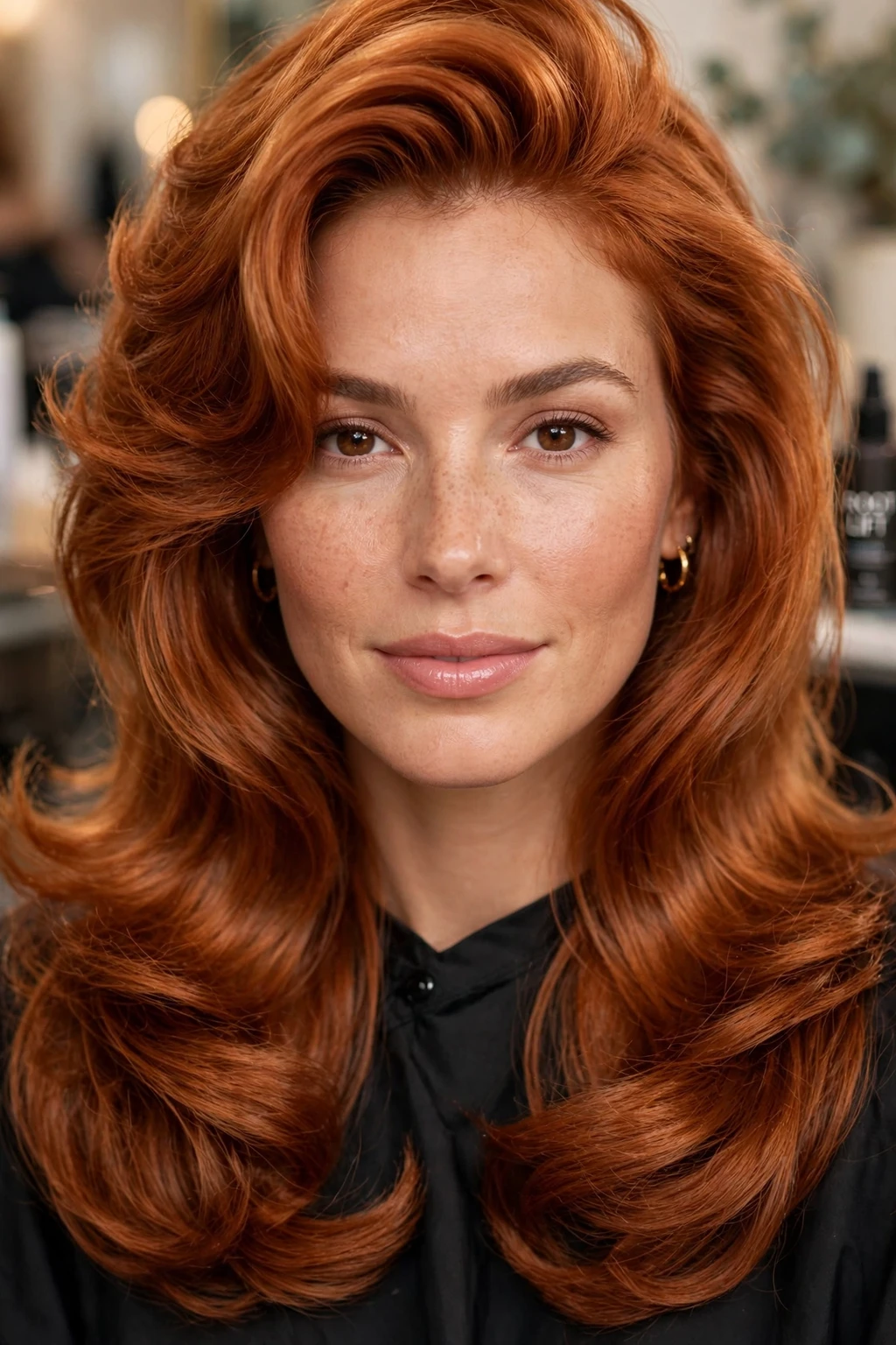 90s Blowout: 15 Chic Ideas to Try 5 3. Copper Blowout with Face-Framing Layers