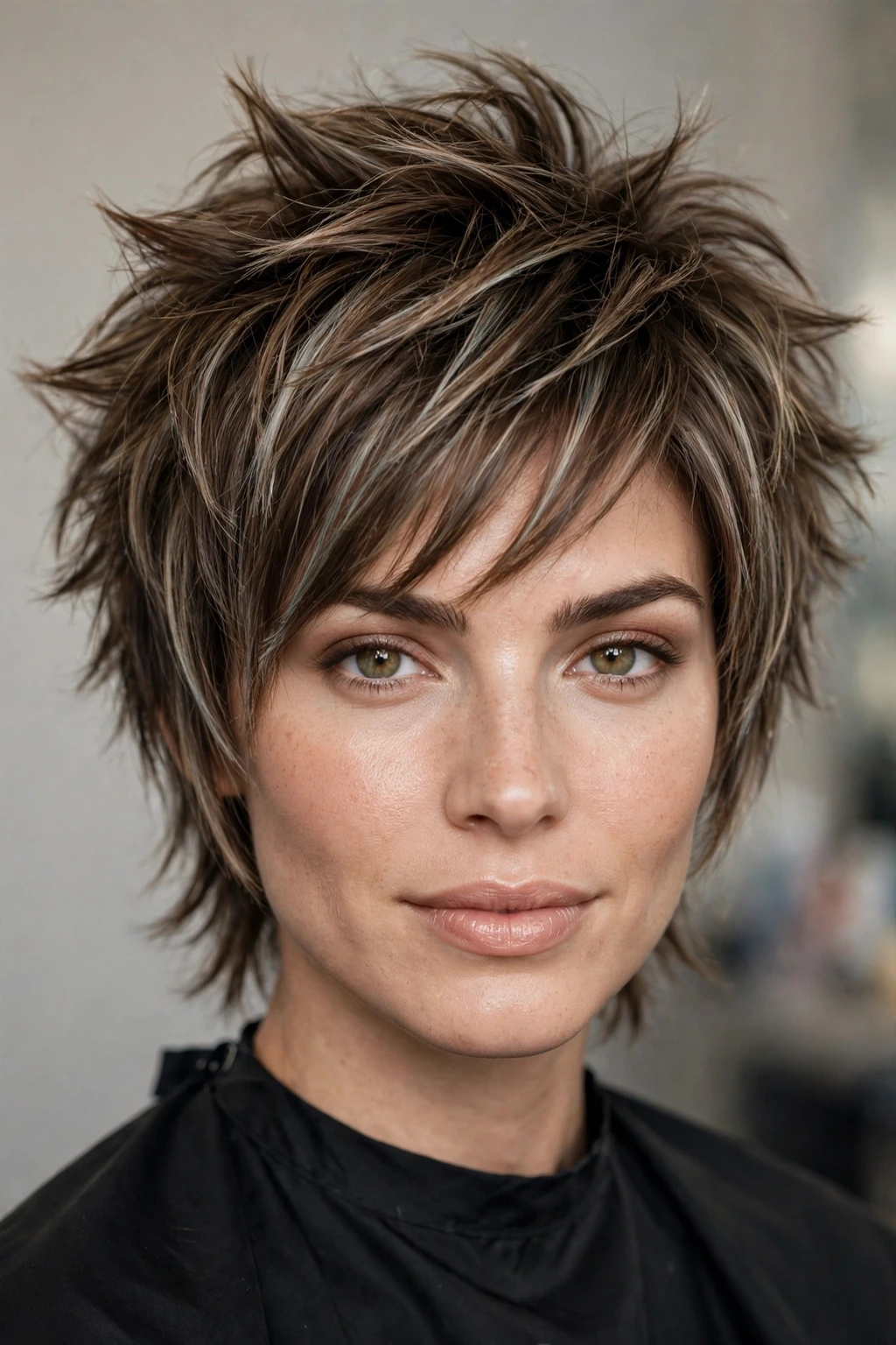 Hairstyles with Streaky Highlights: 15 Chic Ideas to Try 7 5. Medium Spiky Layered Brown Hair with Ash Highlights