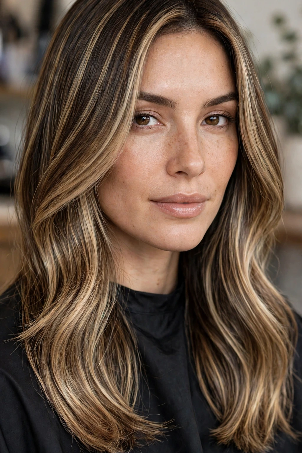 Hairstyles with Streaky Highlights: 15 Chic Ideas to Try 14 12. Dark Chocolate Base with Blended Hazel Blonde Highlights
