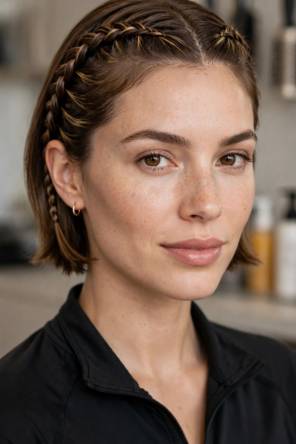 Unique Hairstyles for Short Hair: 17 Chic Ideas to Try 8 6. French Braids on Short Brown Hair with Golden Highlights
