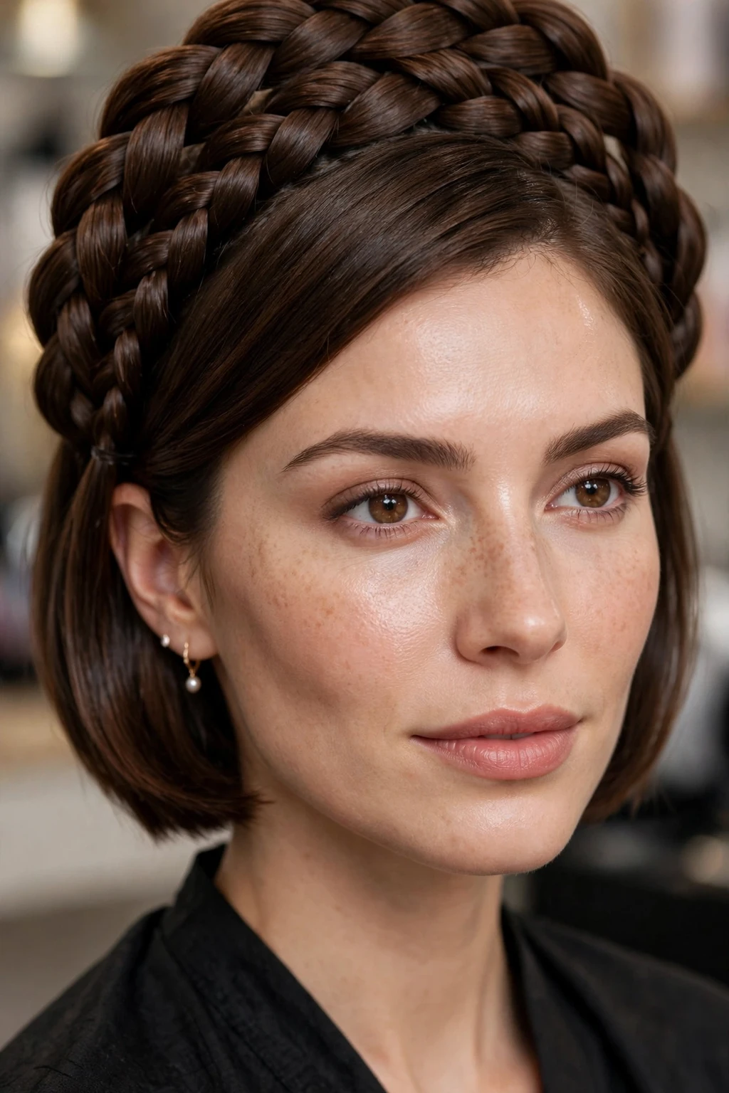 Unique Hairstyles for Short Hair: 17 Chic Ideas to Try 9 7. 4-Braid Crown on Short Brown Hair