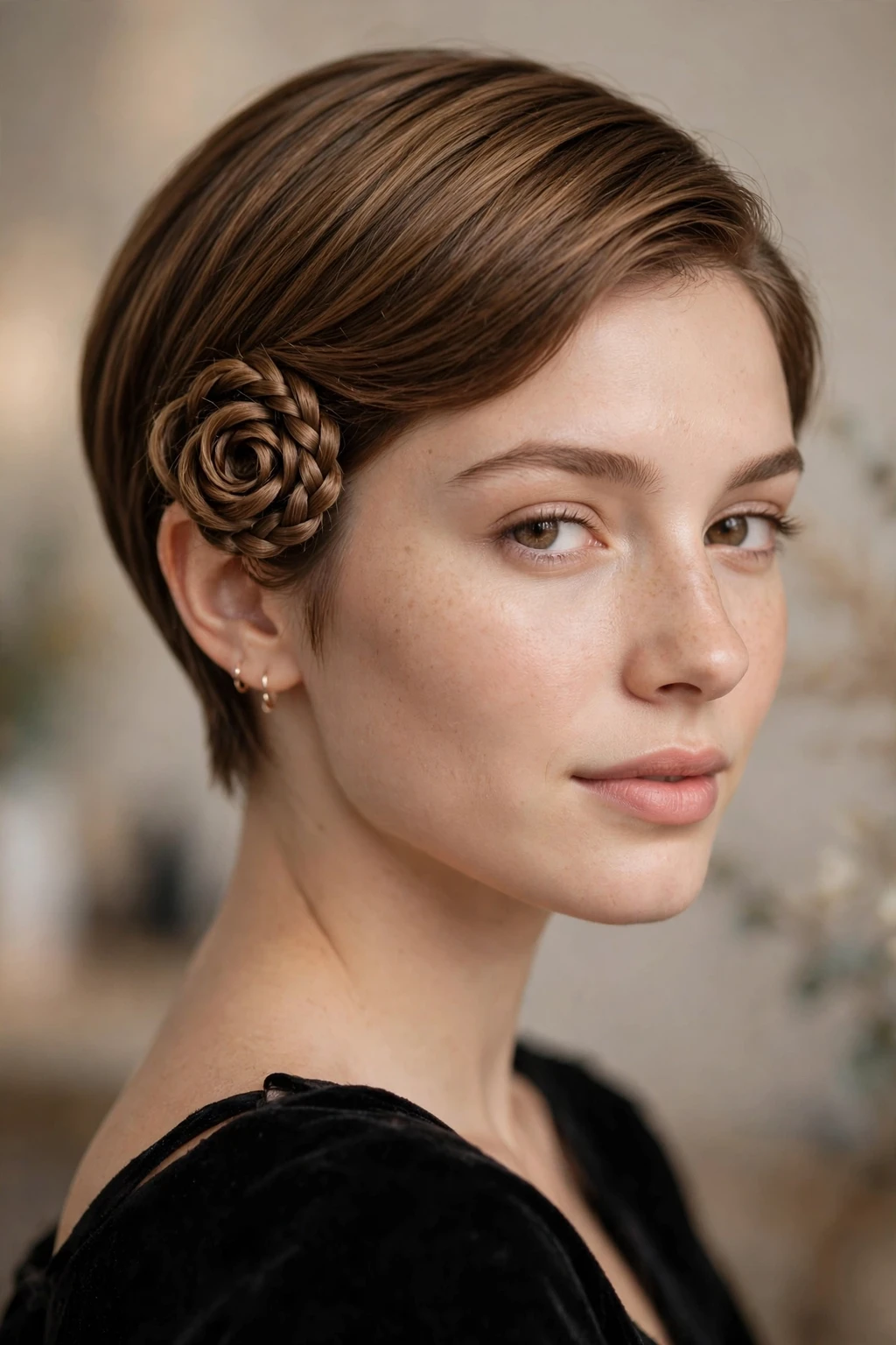 Unique Hairstyles for Short Hair: 17 Chic Ideas to Try 15 13. Braided Rose Hairstyle