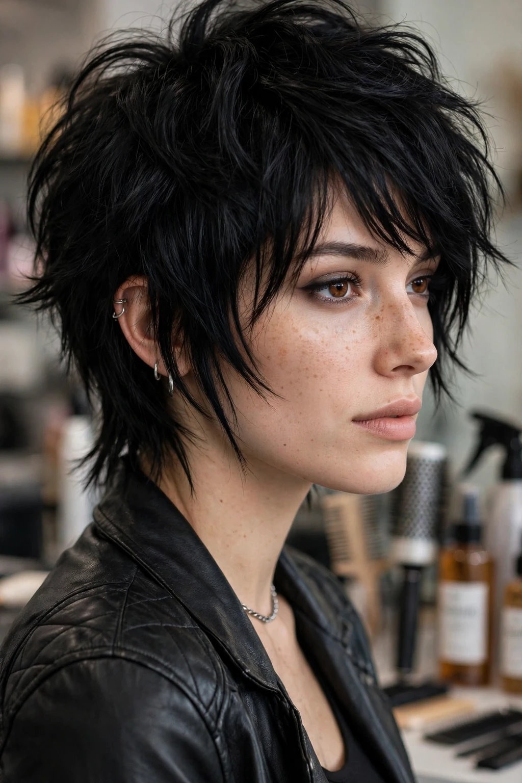 Unique Hairstyles for Short Hair: 17 Chic Ideas to Try 18 16. Black Tousled Wolf Cut on Short Hair