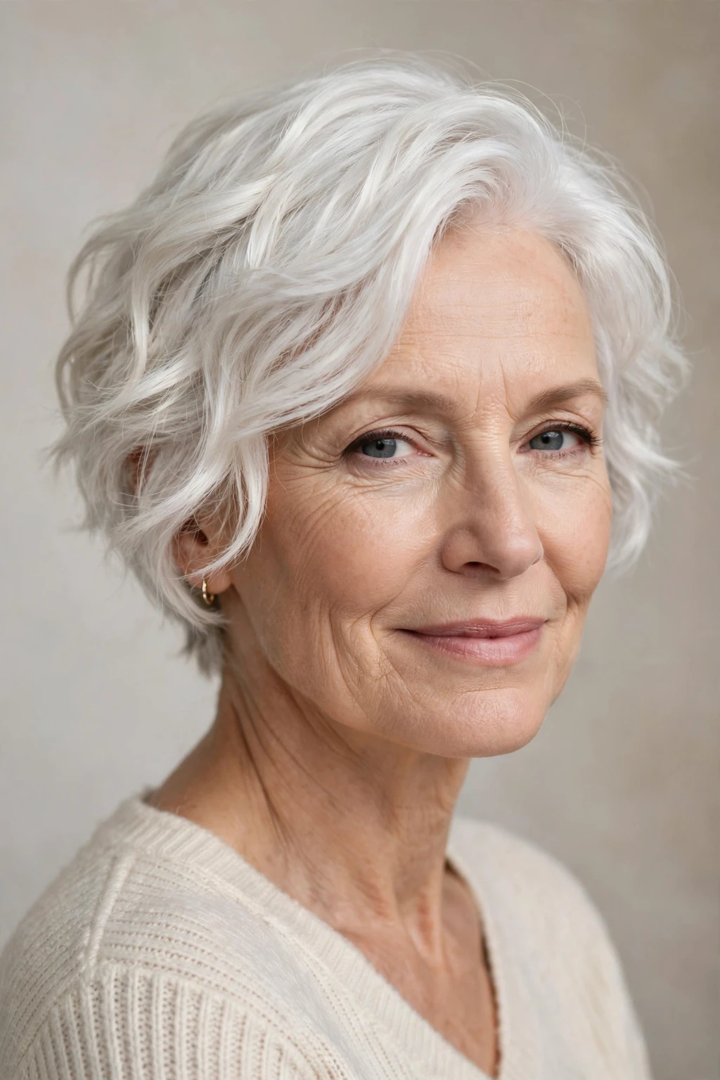 Short Hairstyles for Women Over 50: 25 Chic Ideas to Try 15 13. Soft White Crop with Beachy Waves