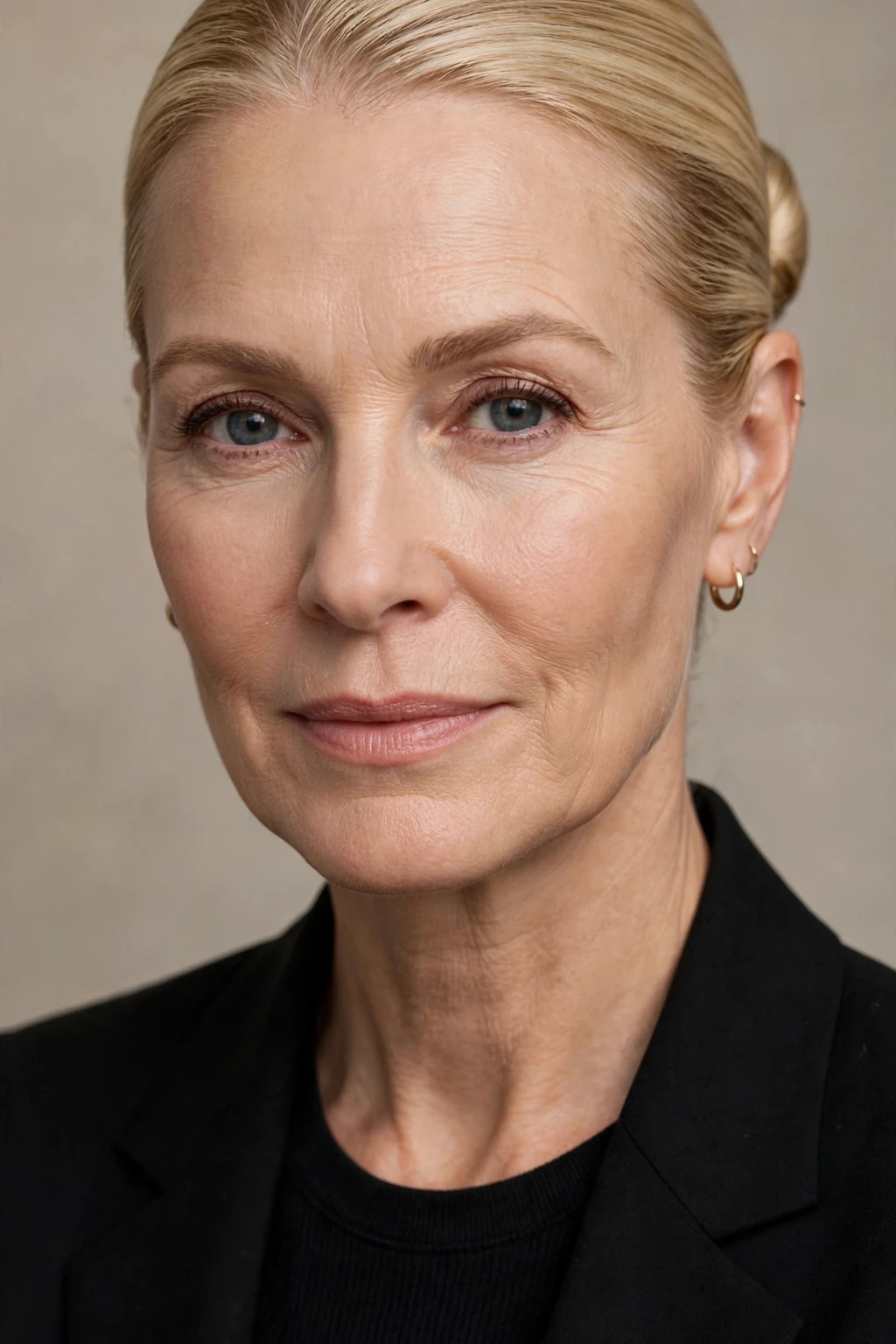 Short Hairstyles for Women Over 50: 25 Chic Ideas to Try 22 20. Blonde Brushed-Back Hair with Tiny Bun