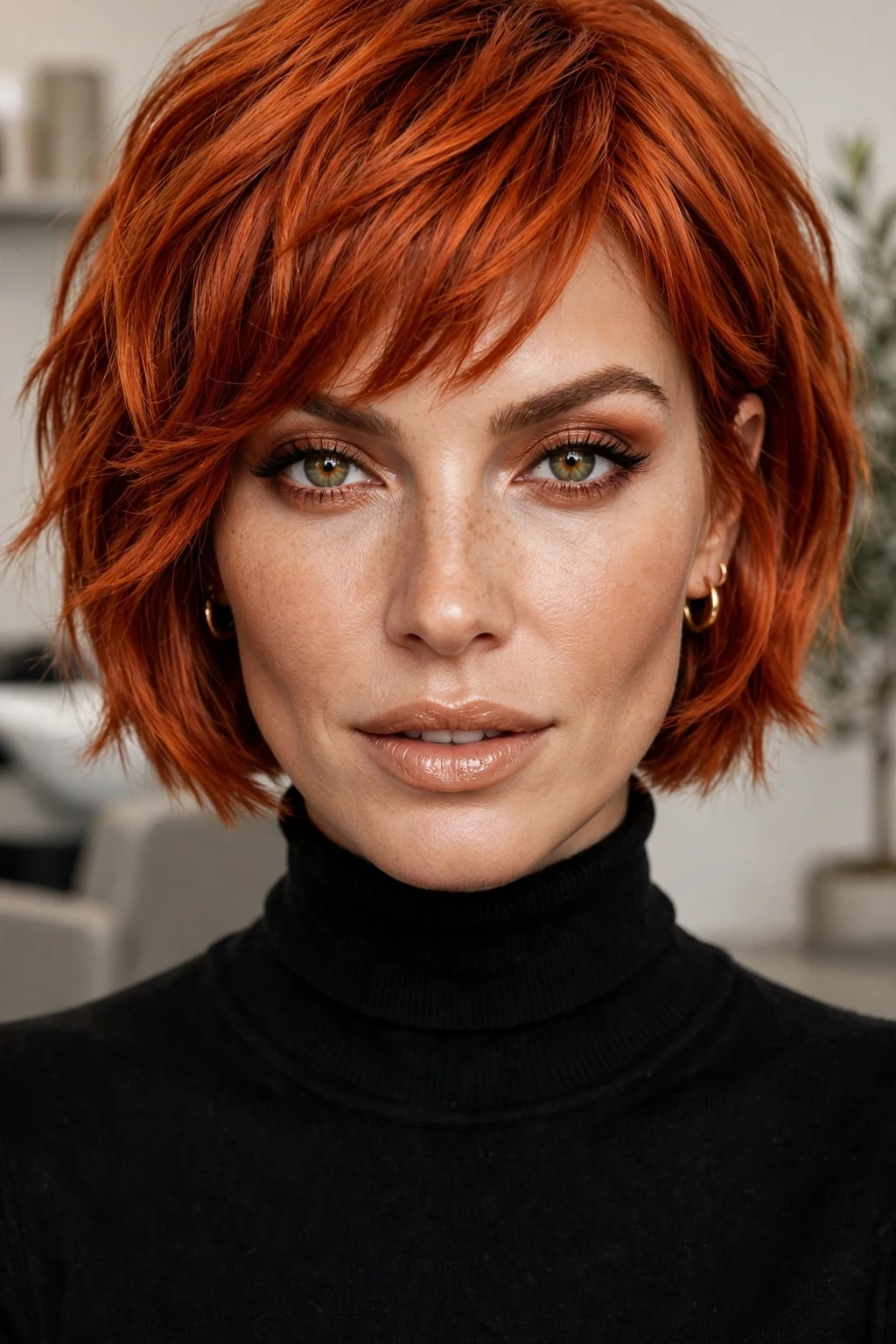 Red Textured French Choppy Bob